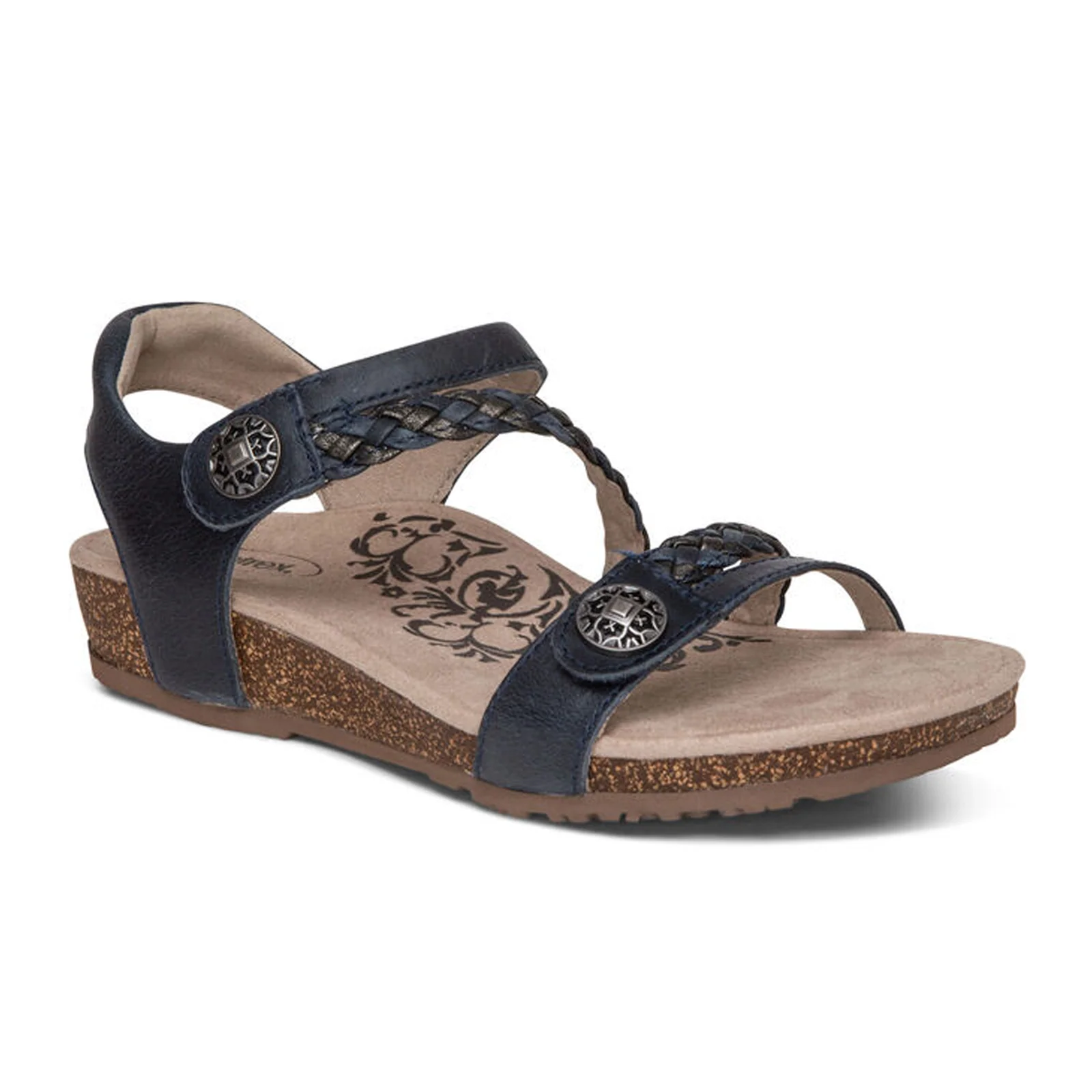 Aetrex Jillian Braided Backstrap Sandal (Women) - Navy - Image 3