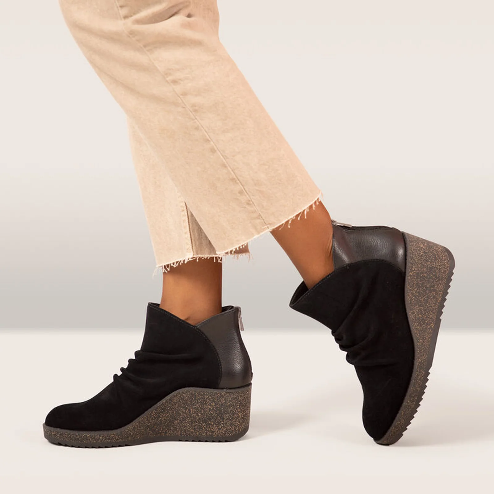 Aetrex Kara Ankle Wedge Boot (Women) - Black - Image 8