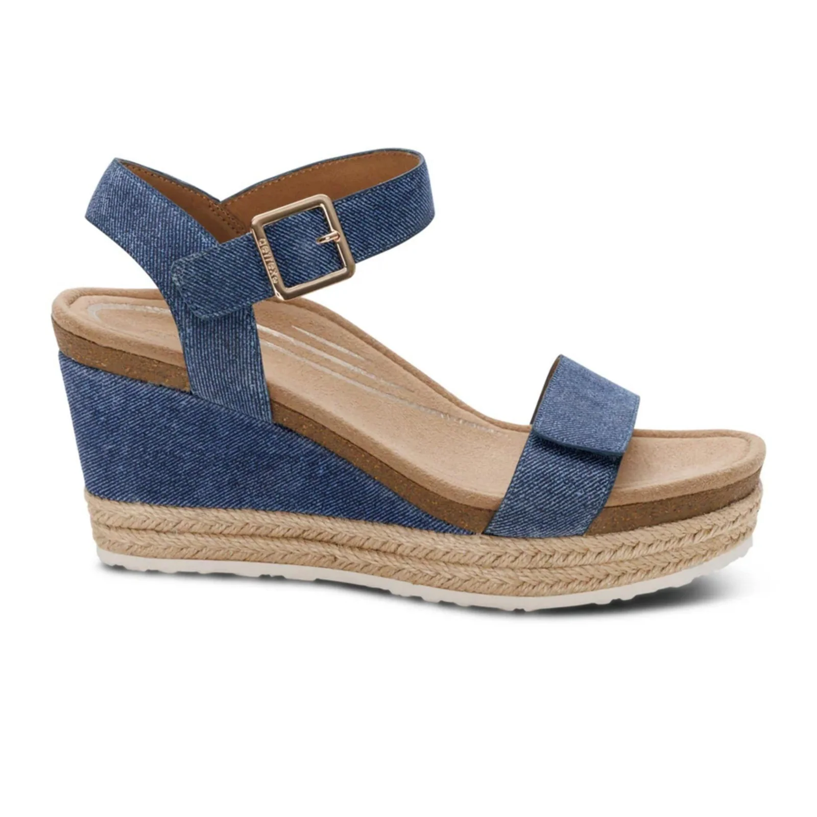 Aetrex Sydney Wedge Sandal (Women) - Denim