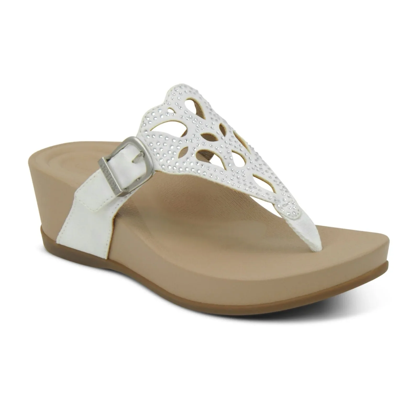 Aetrex Tasha Wedge Sandal (Women) - White - Image 3