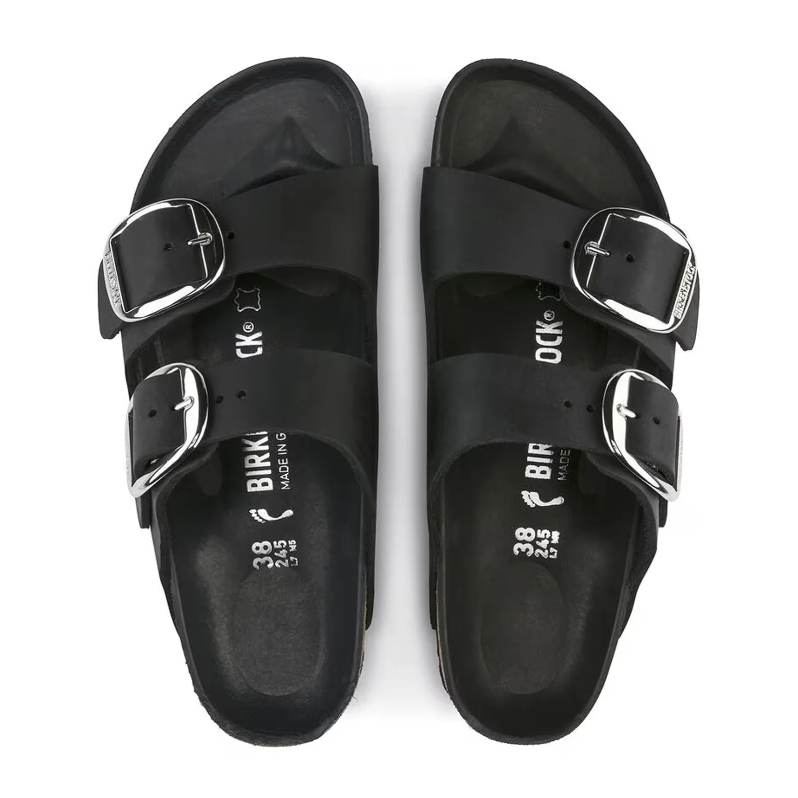 Birkenstock Arizona Big Buckle Slide Sandal (Women) - Black Oiled Leather - Image 2