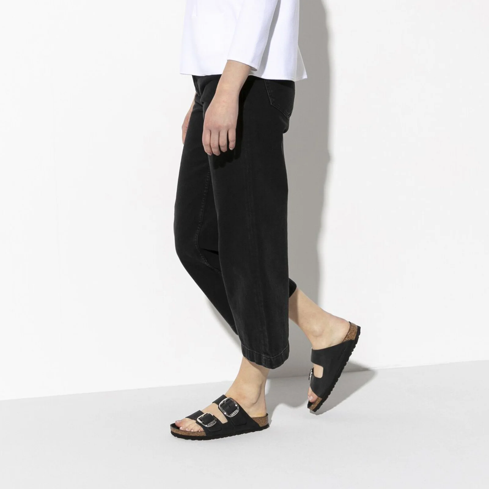 Birkenstock Arizona Big Buckle Slide Sandal (Women) - Black Oiled Leather - Image 6