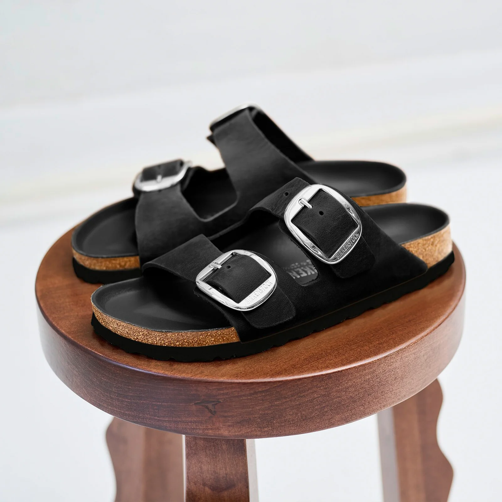 Birkenstock Arizona Big Buckle Slide Sandal (Women) - Black Oiled Leather - Image 7