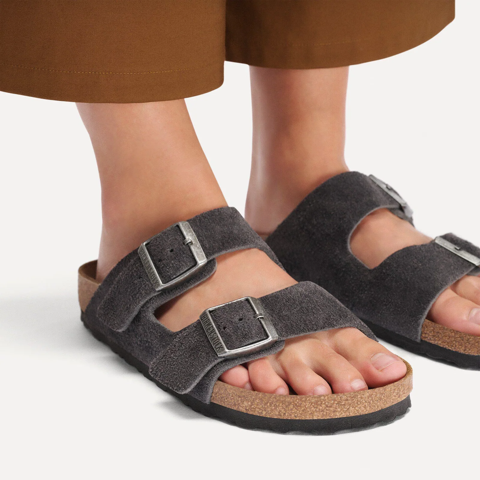 Birkenstock Arizona Slide Sandal (Men) - Charcoal Suede - Image 7