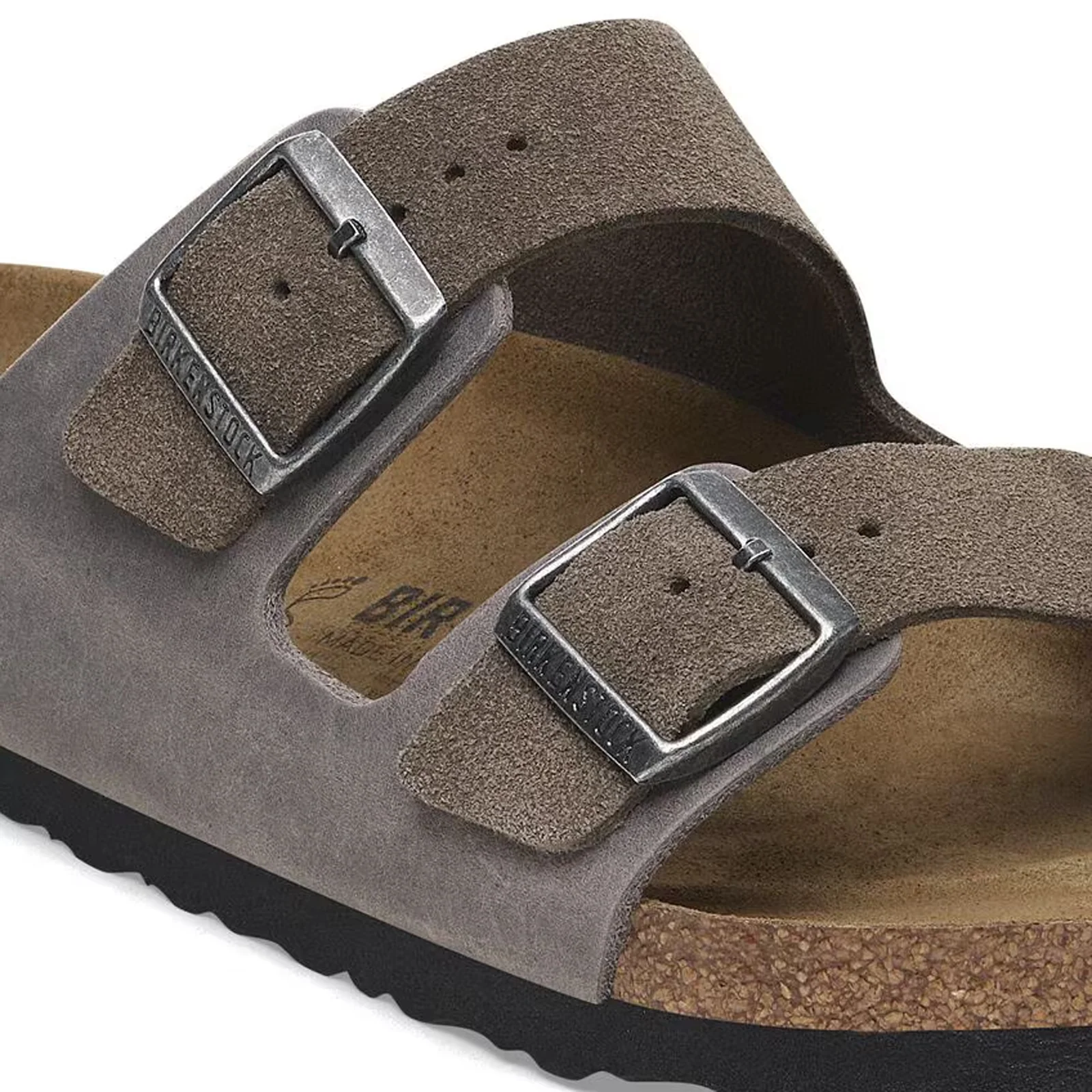 Birkenstock Arizona Slide Sandal (Men) - Iron Oiled Leather/Concrete Gray Suede - Image 5