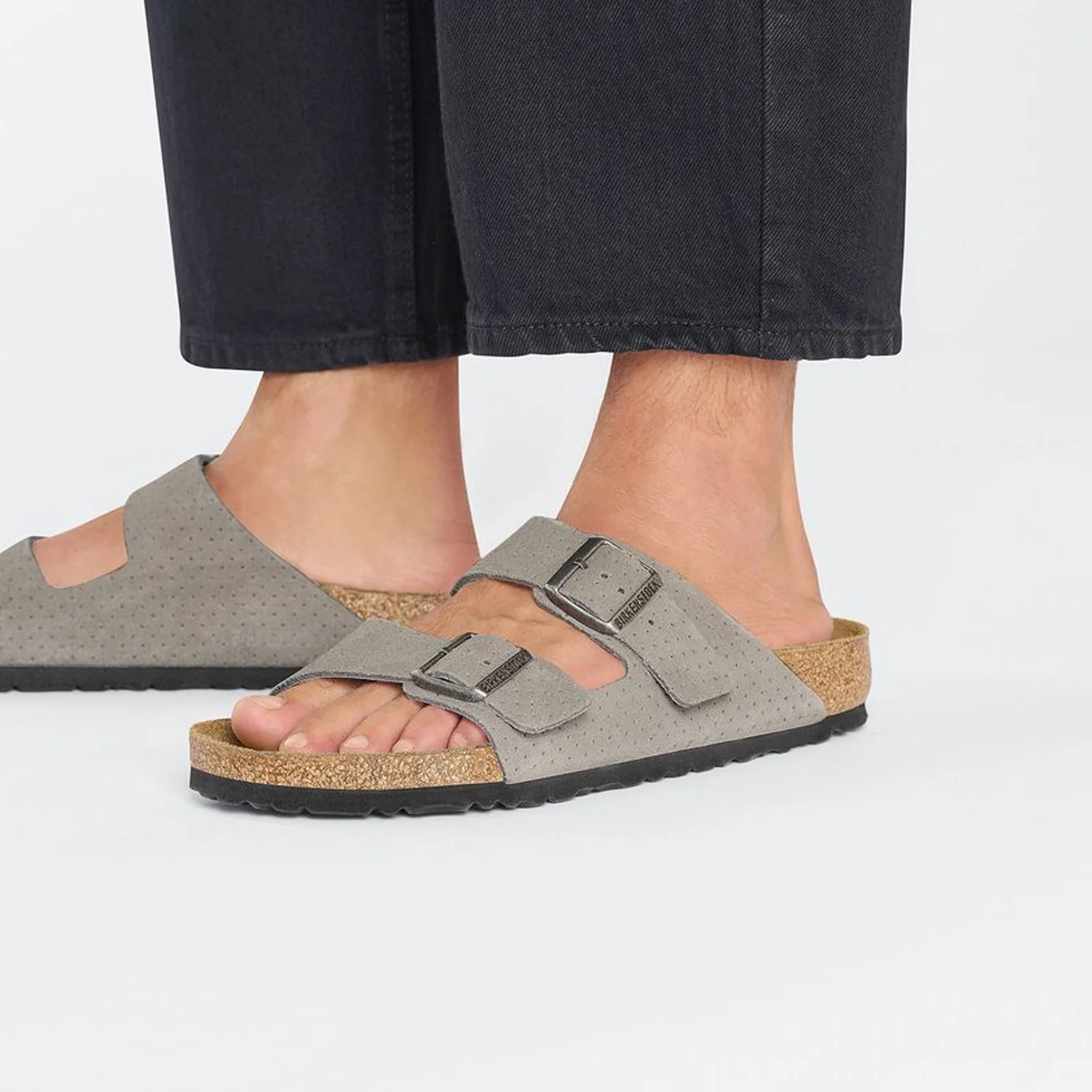 Birkenstock Arizona Slide Sandal (Men) - Dotted Stone Coin Suede - Image 7