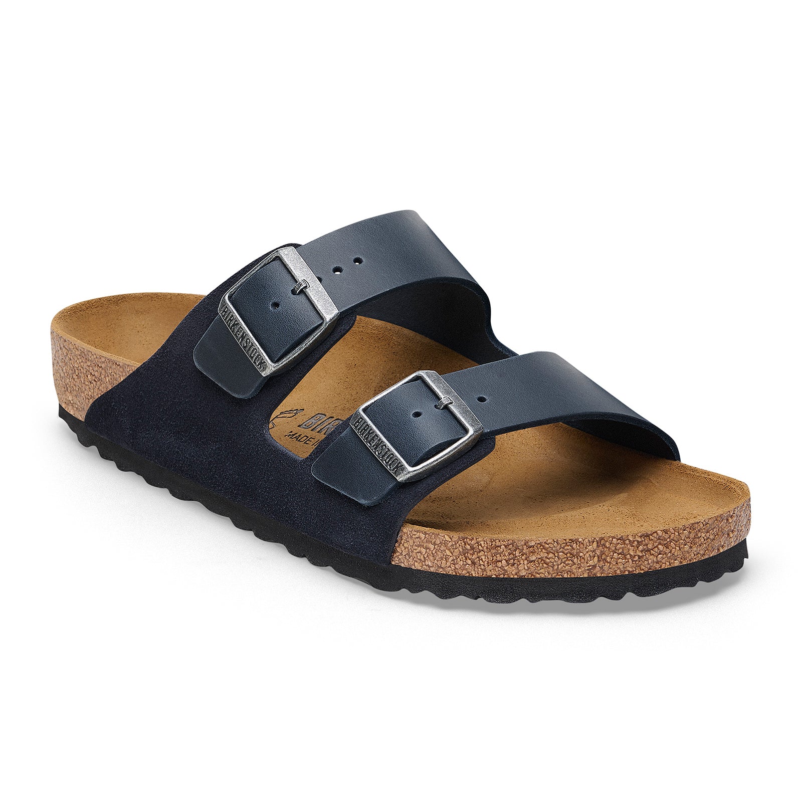 Birkenstock Arizona Slide Sandal (Men) - Midnight Oiled Leather/Midnight Suede
