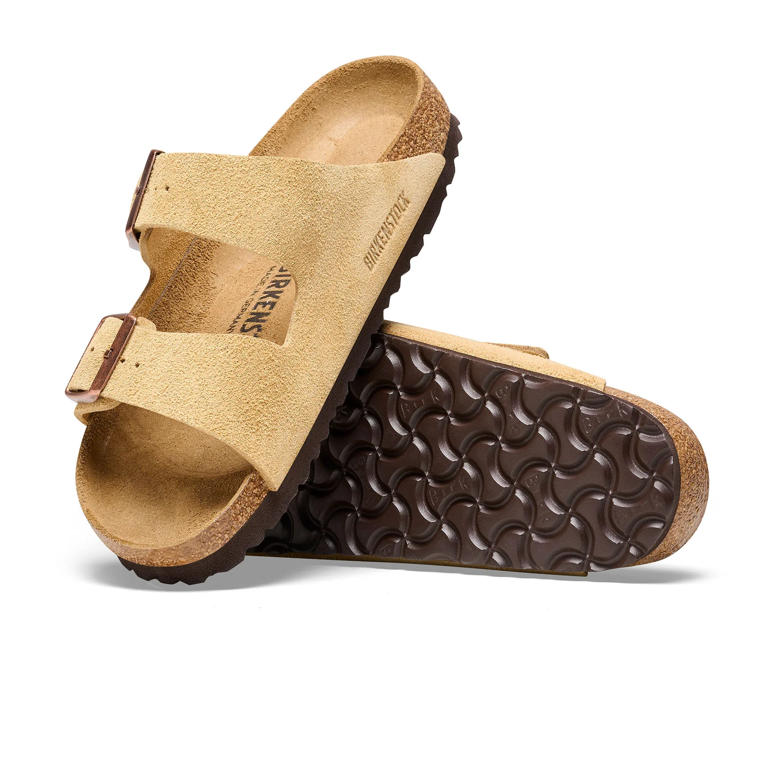 Birkenstock Arizona Slide Sandal (Unisex) - Latte Cream Suede - Image 3