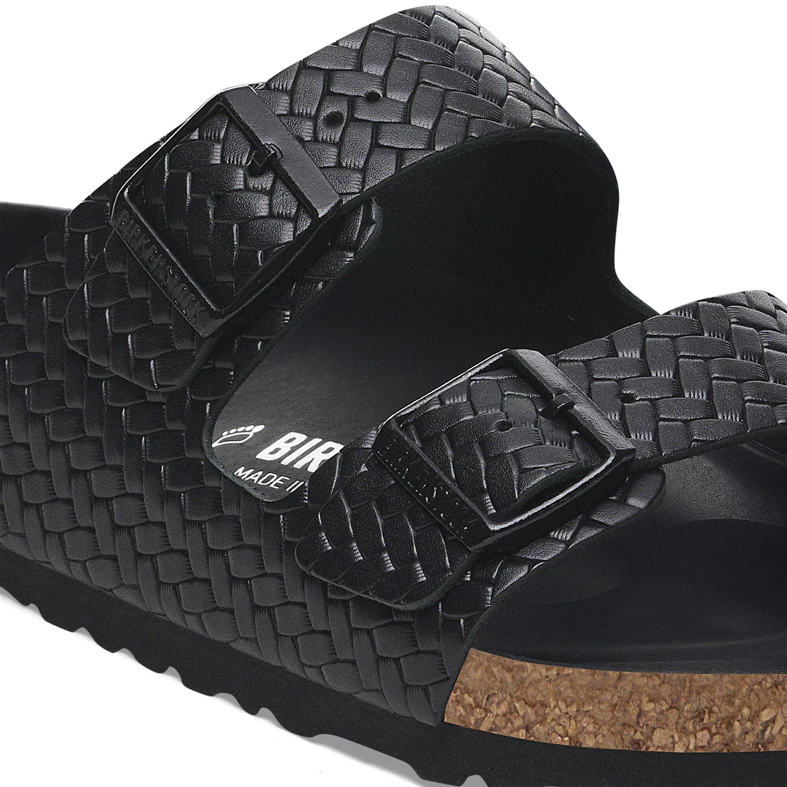 Birkenstock Arizona Slide Sandal (Women) - Woven Emboss Black Leather - Image 5