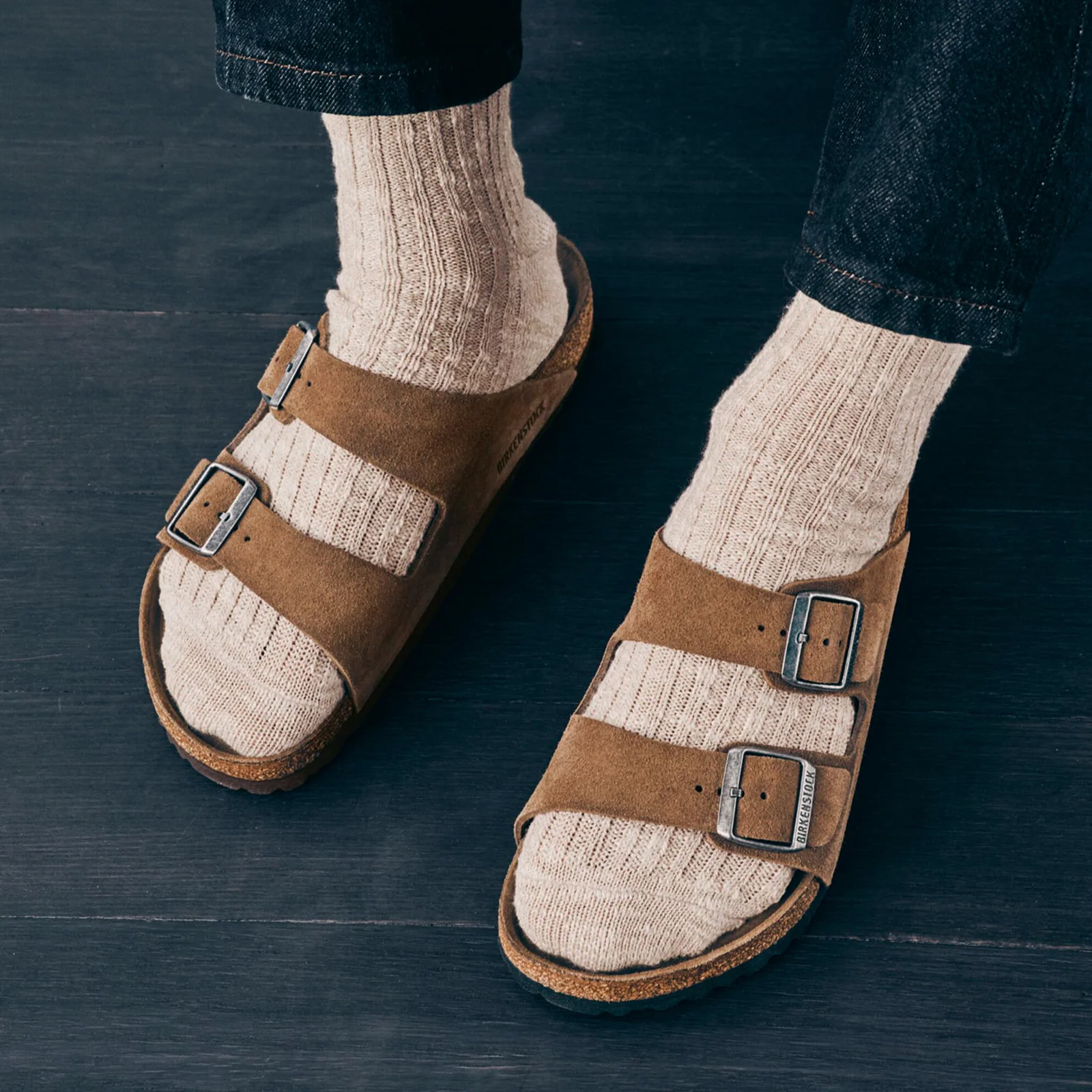 Birkenstock Arizona Soft Footbed Slide Sandal (Men) - Dark Tea Suede - Image 8
