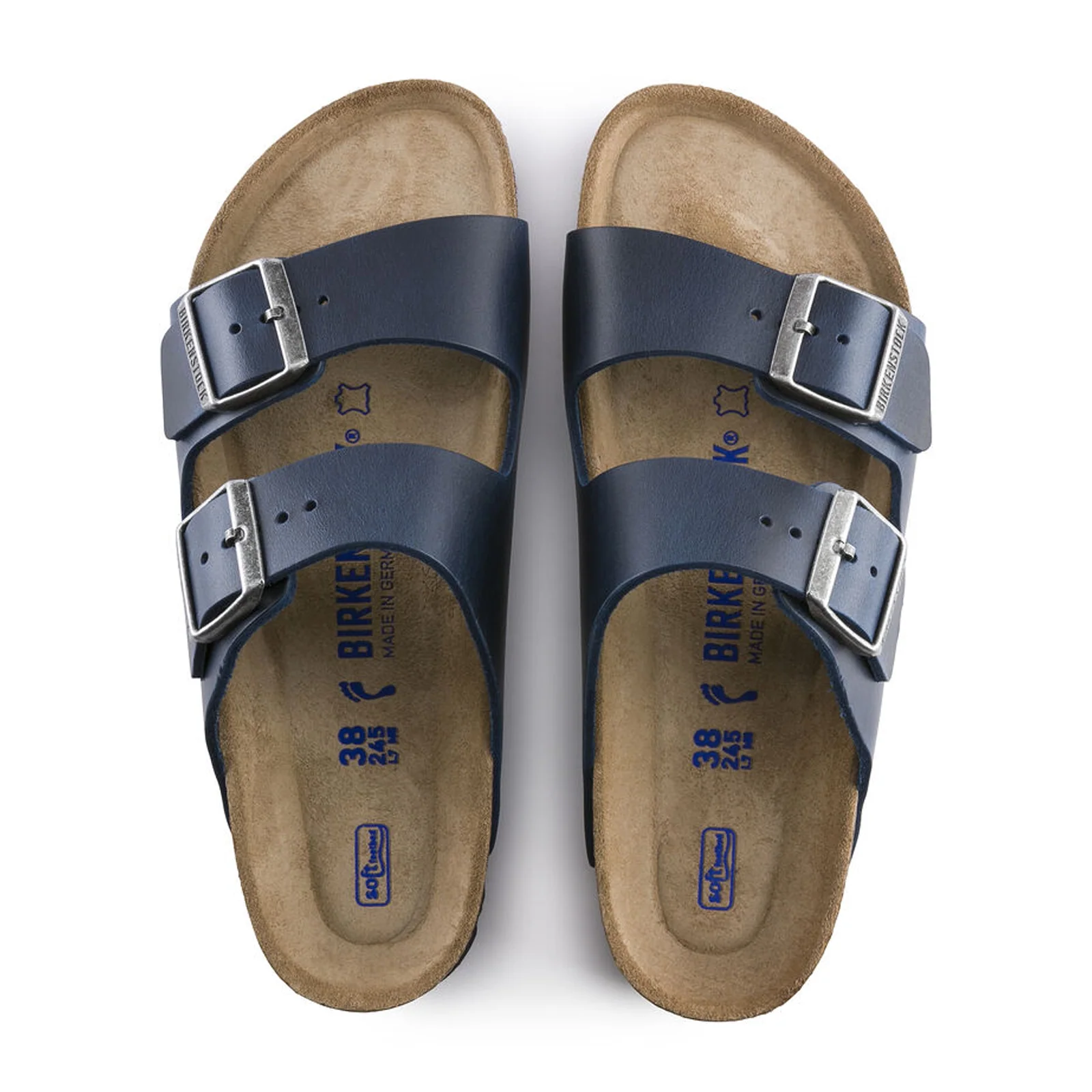 Birkenstock Arizona Soft Footbed Slide Sandal (Unisex) - Blue Oiled Leather - Image 2