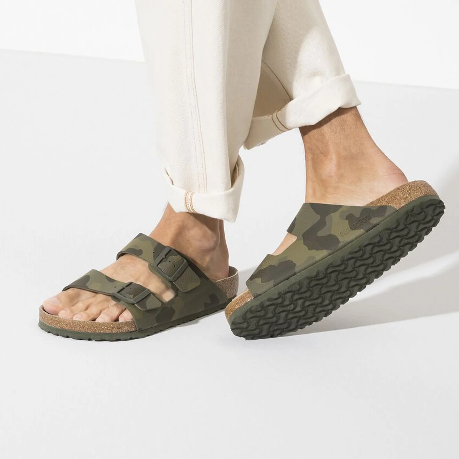 Birkenstock Arizona Soft Footbed Slide Sandal (Women) - Desert Soil Camo Green Birko-Flor - Image 6