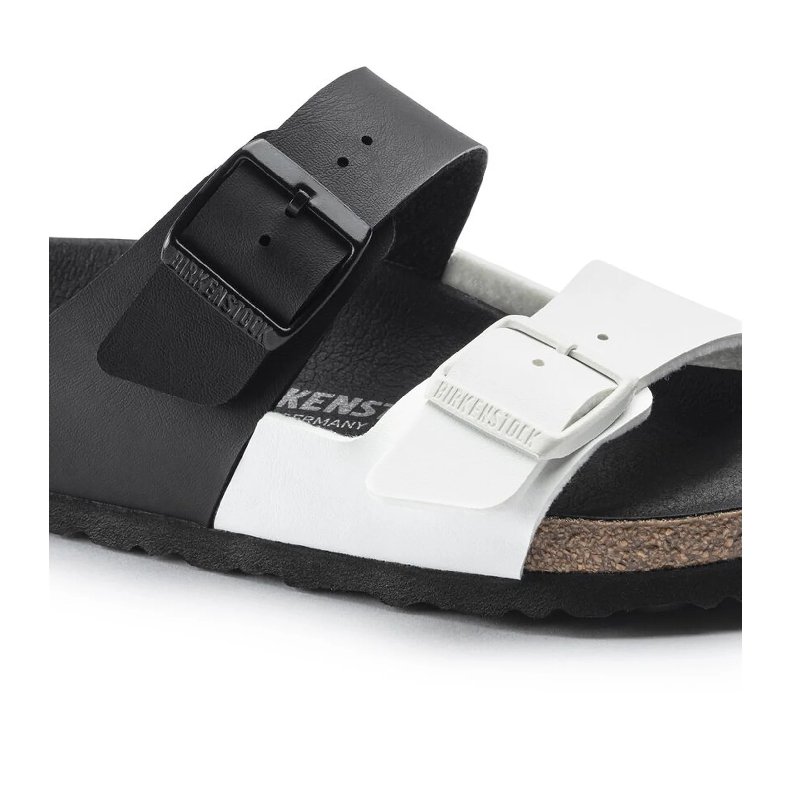 Birkenstock Arizona Split Slide Sandal (Women) - Black/White Birko-Flor - Image 5