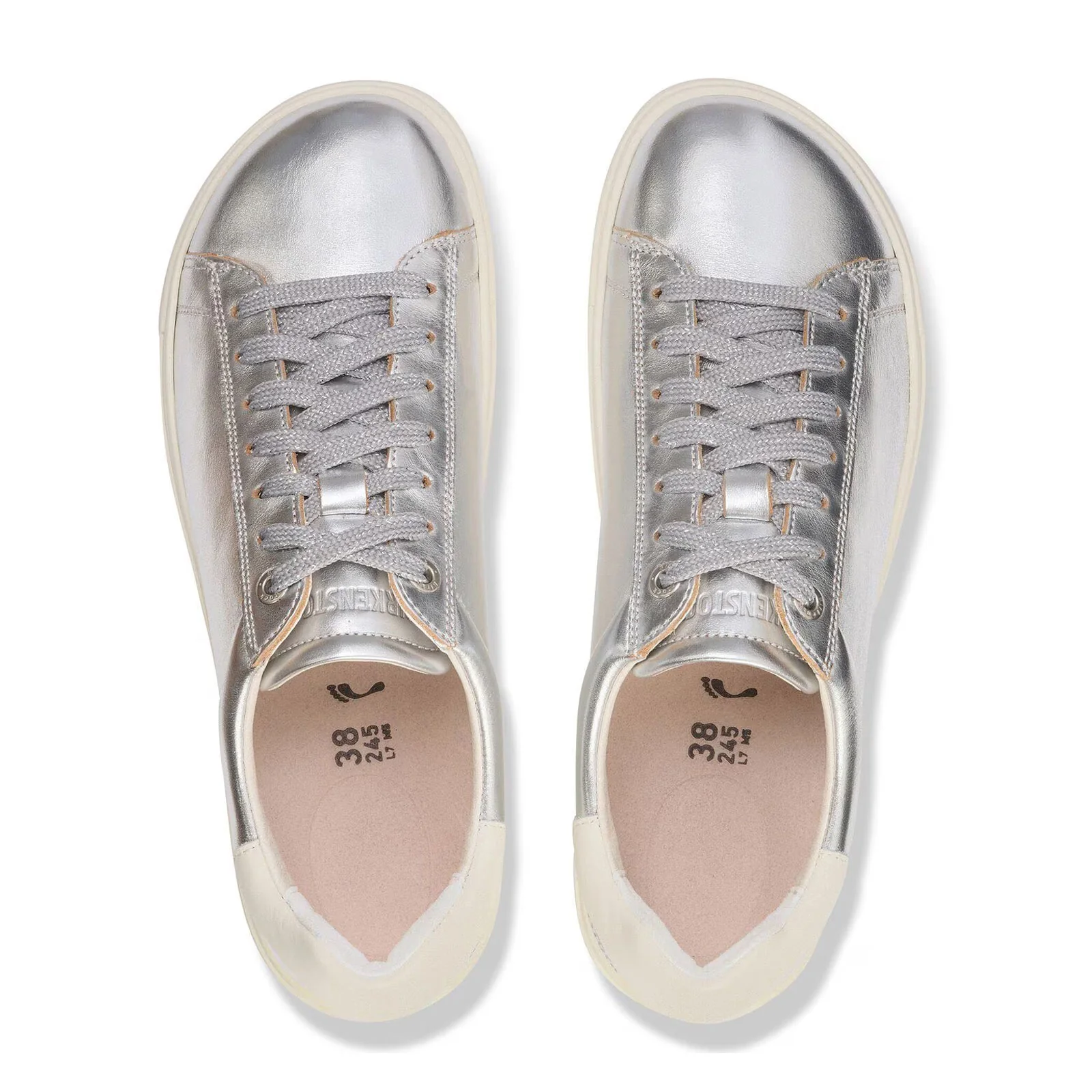 Birkenstock Bend Sneaker (Women) - Metallic Silver/White Leather - Image 2
