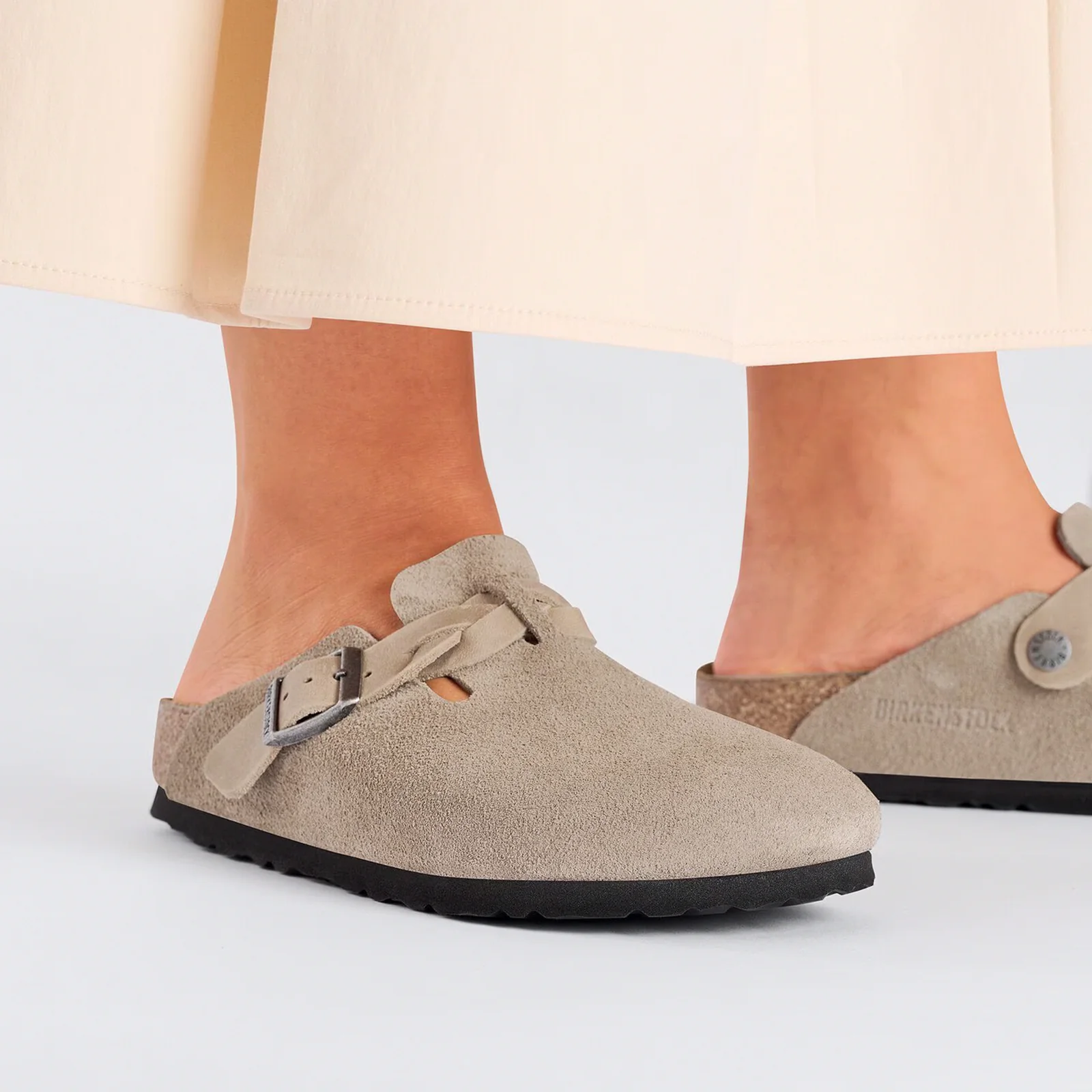 Birkenstock Boston Braid Narrow Clog (Women) - Taupe Suede - Image 7