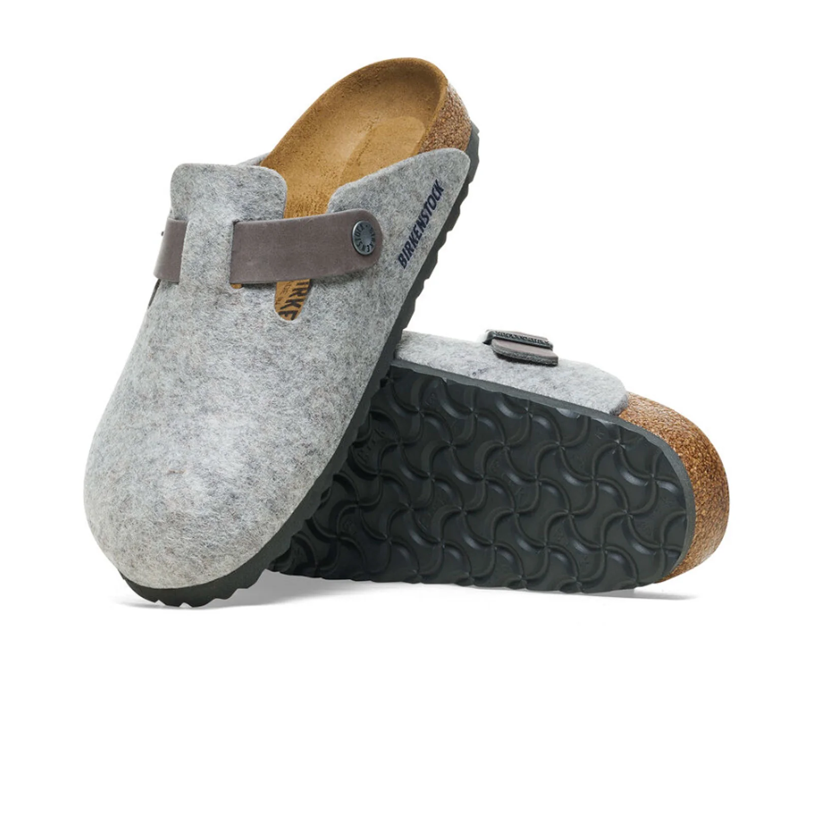 Birkenstock Boston Clog (Men) - Light Gray Leather/Iron Wool - Image 3