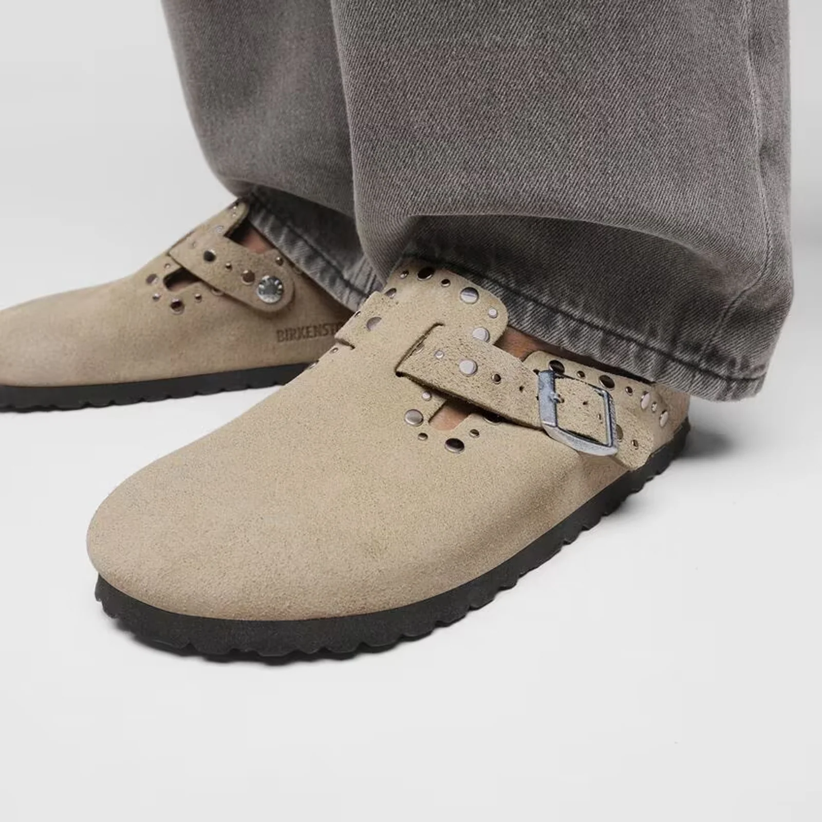 Birkenstock Boston Rivet Clog (Women) - Taupe Suede - Image 7