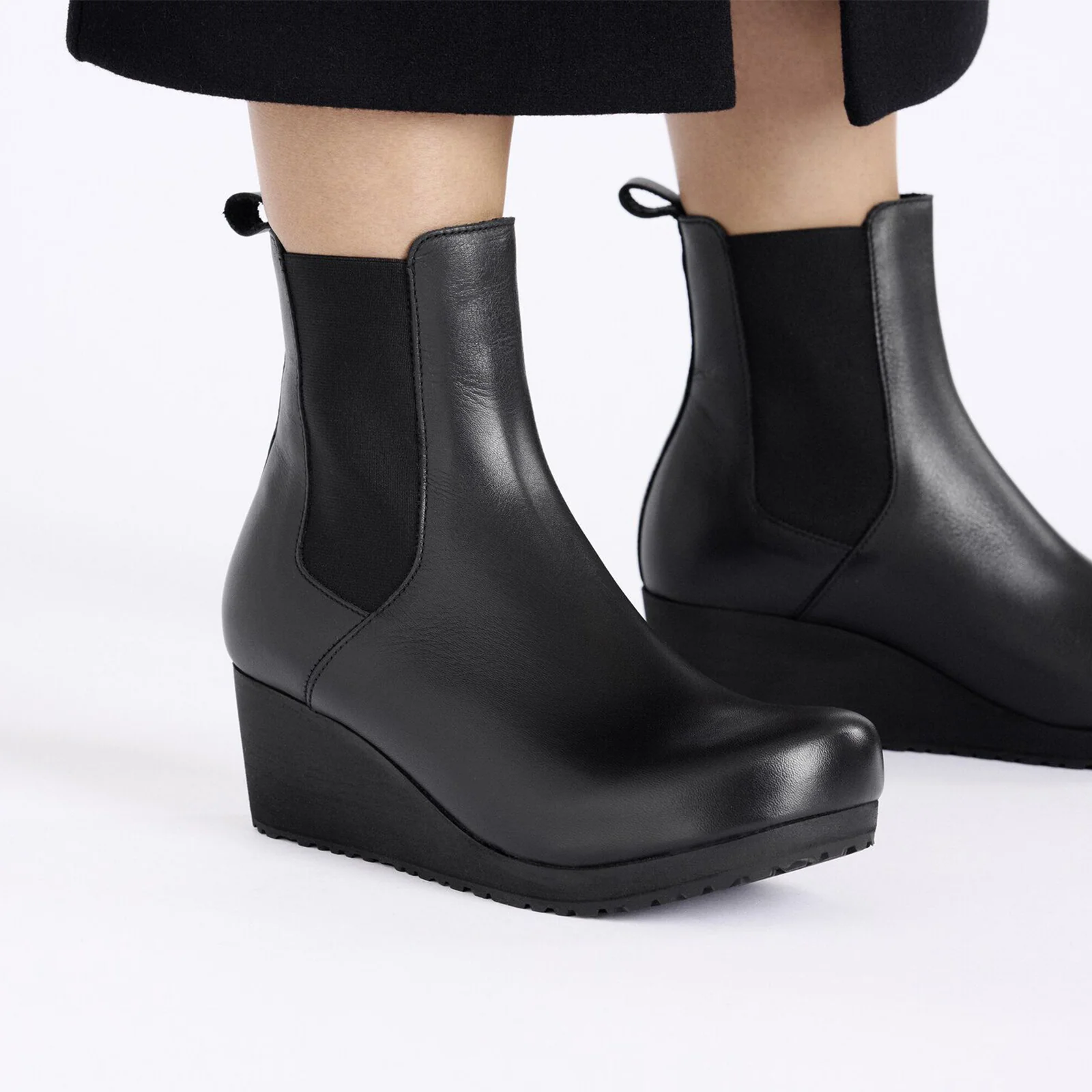 Birkenstock Ebba Narrow Chelsea Wedge Boot (Women) - Black Leather - Image 8