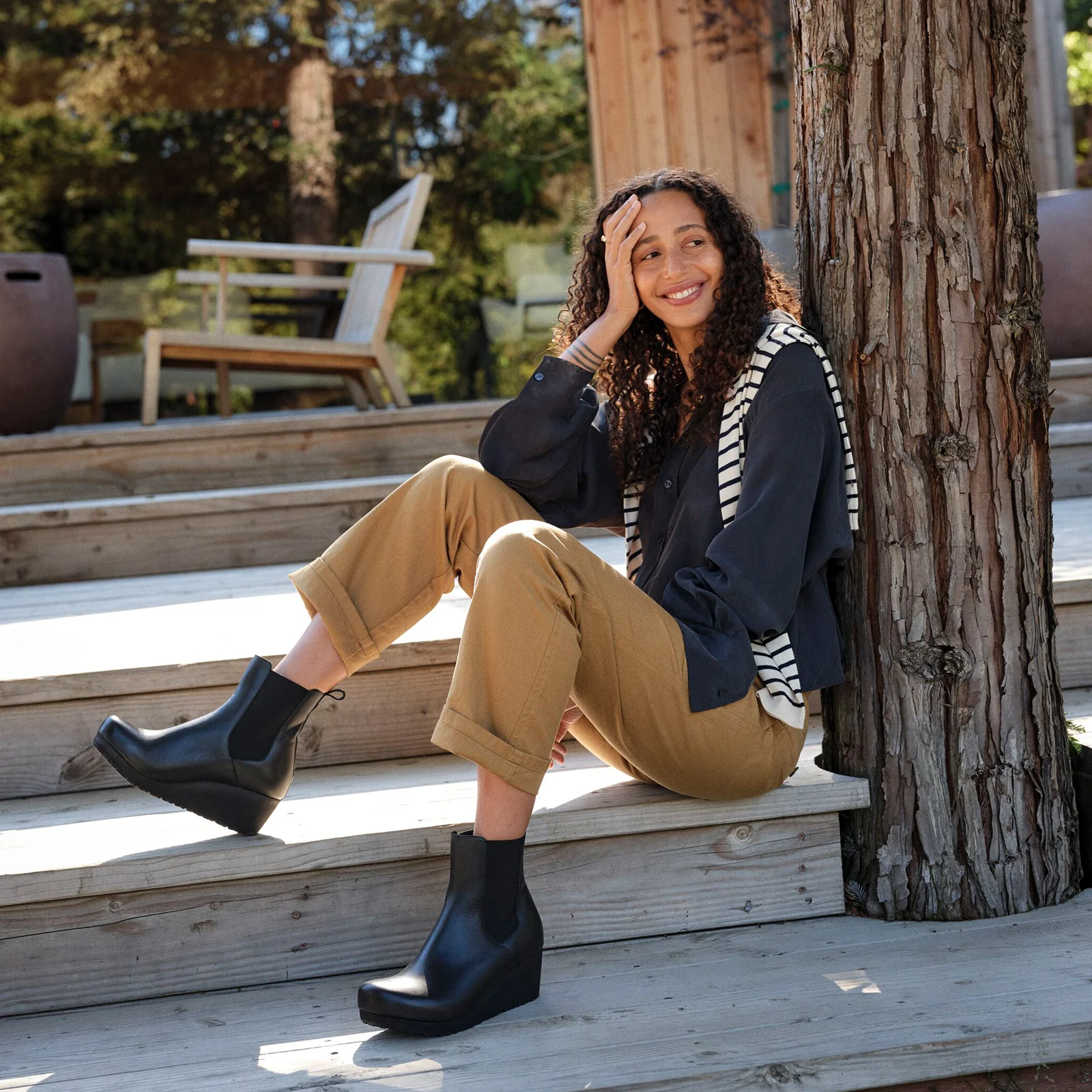 Birkenstock Ebba Narrow Chelsea Wedge Boot (Women) - Black Leather - Image 9