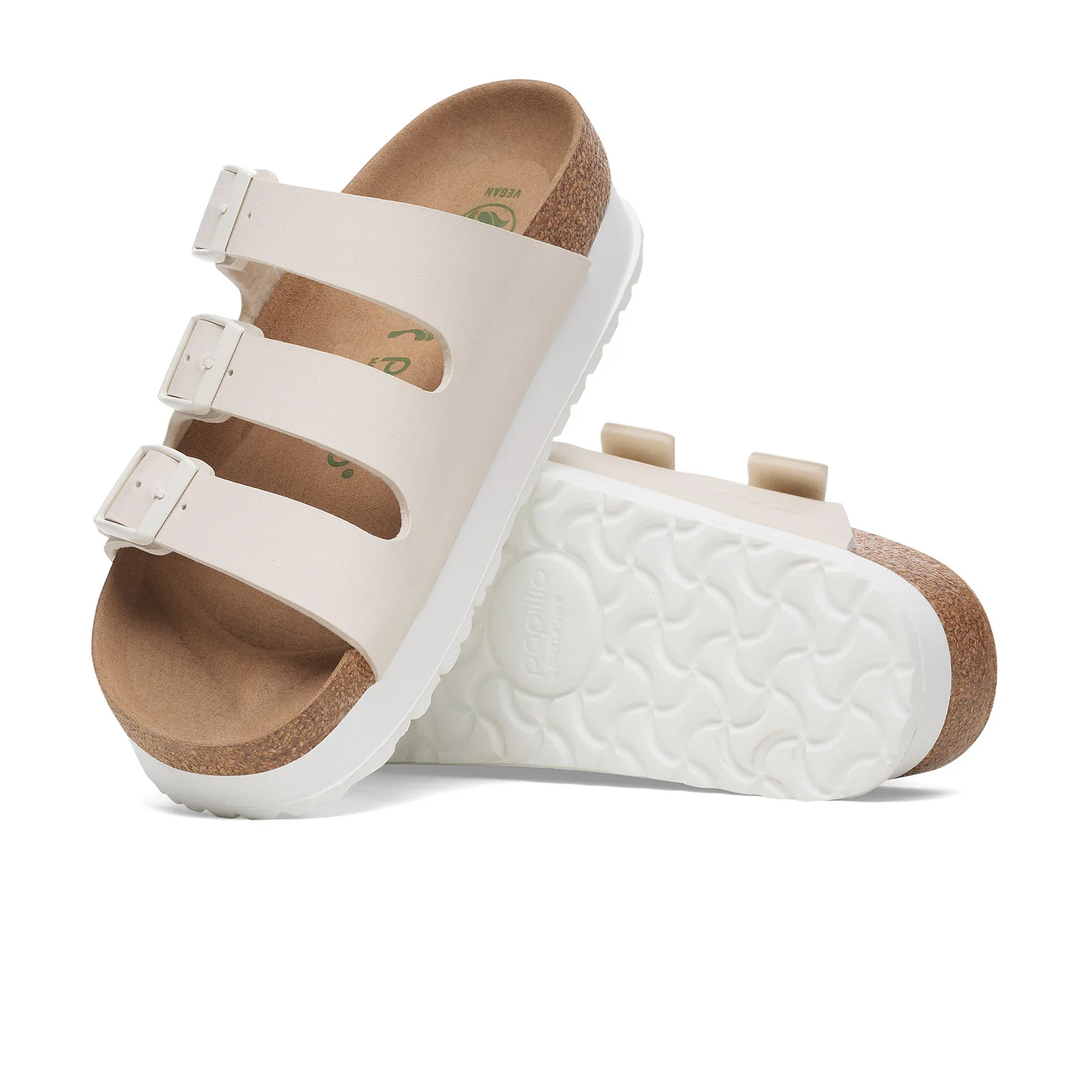 Birkenstock Florida III Vegan Platform Slide Sandal (Women) - Eggshell Birko-Flor - Image 3
