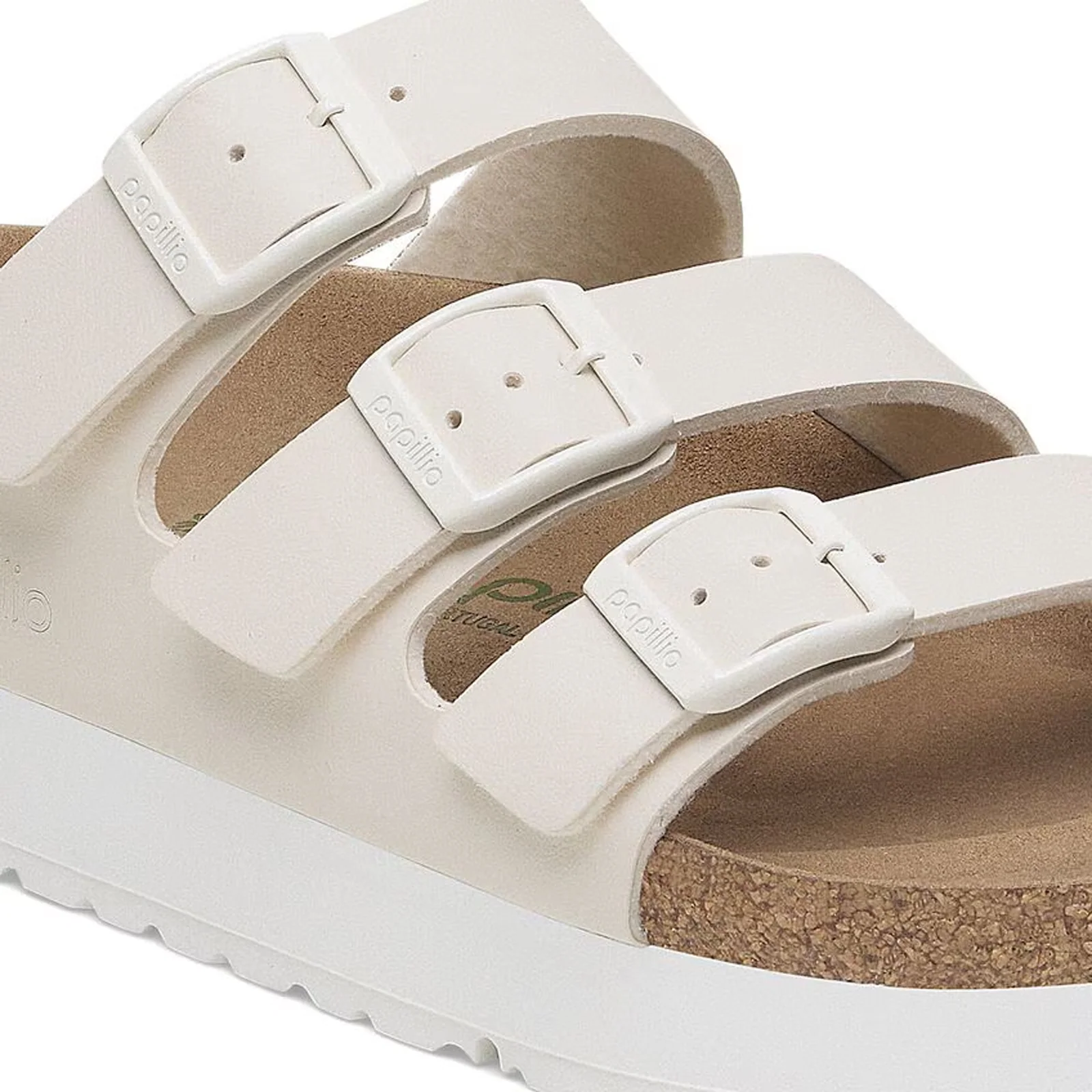 Birkenstock Florida III Vegan Platform Slide Sandal (Women) - Eggshell Birko-Flor - Image 5