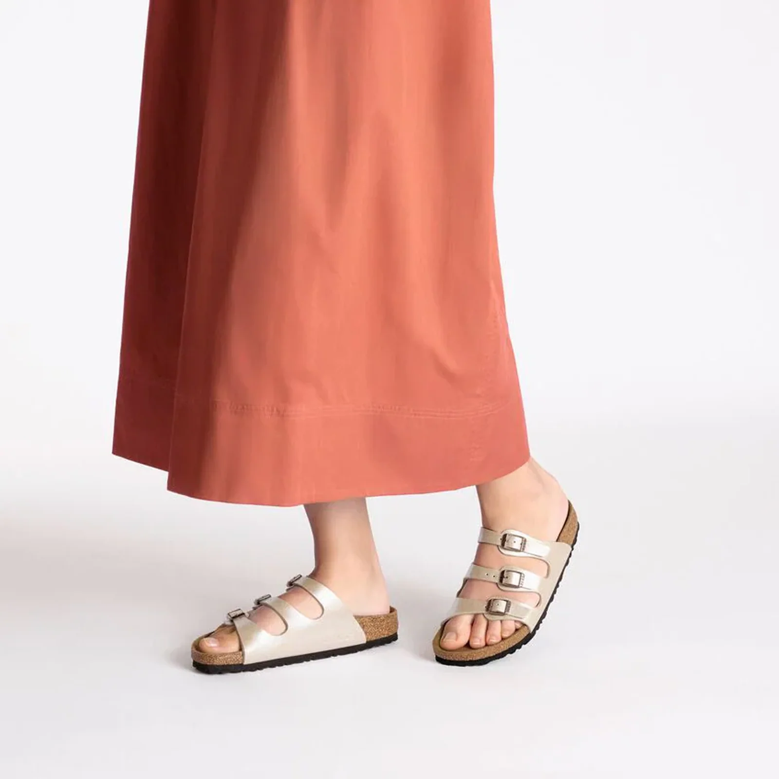 Birkenstock Florida Slide Sandal (Women) - Graceful Pearl White Birko-Flor - Image 6
