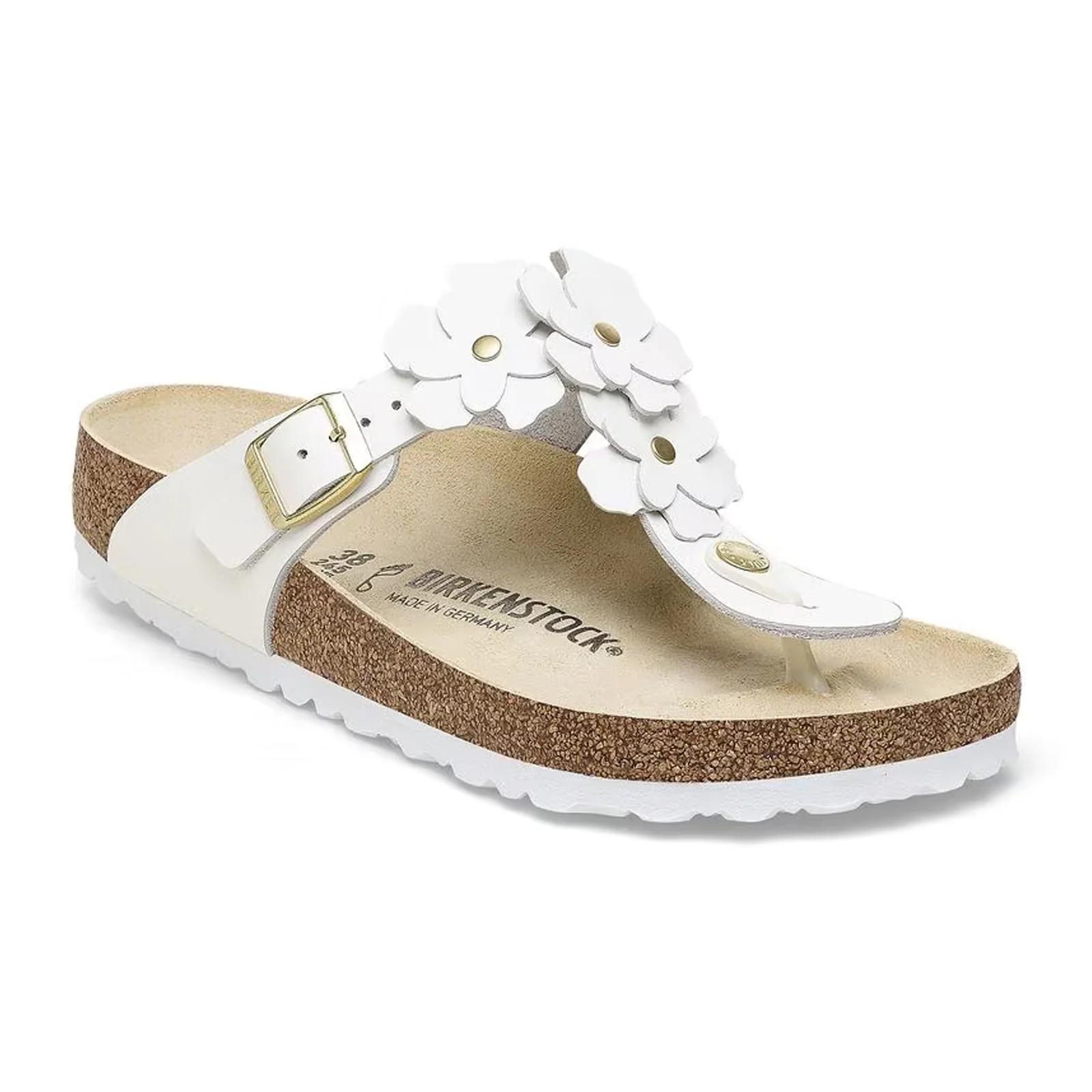 Birkenstock Gizeh Flowers Sandal (Women) - White Leather