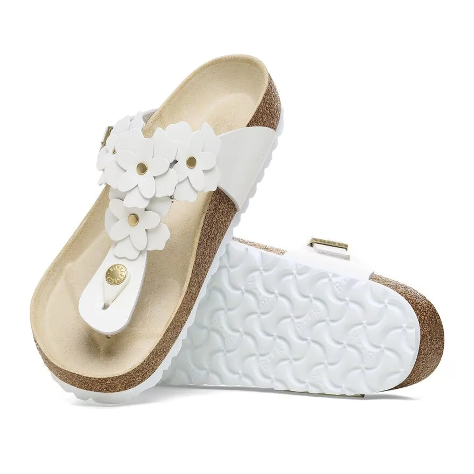 Birkenstock Gizeh Flowers Sandal (Women) - White Leather - Image 3