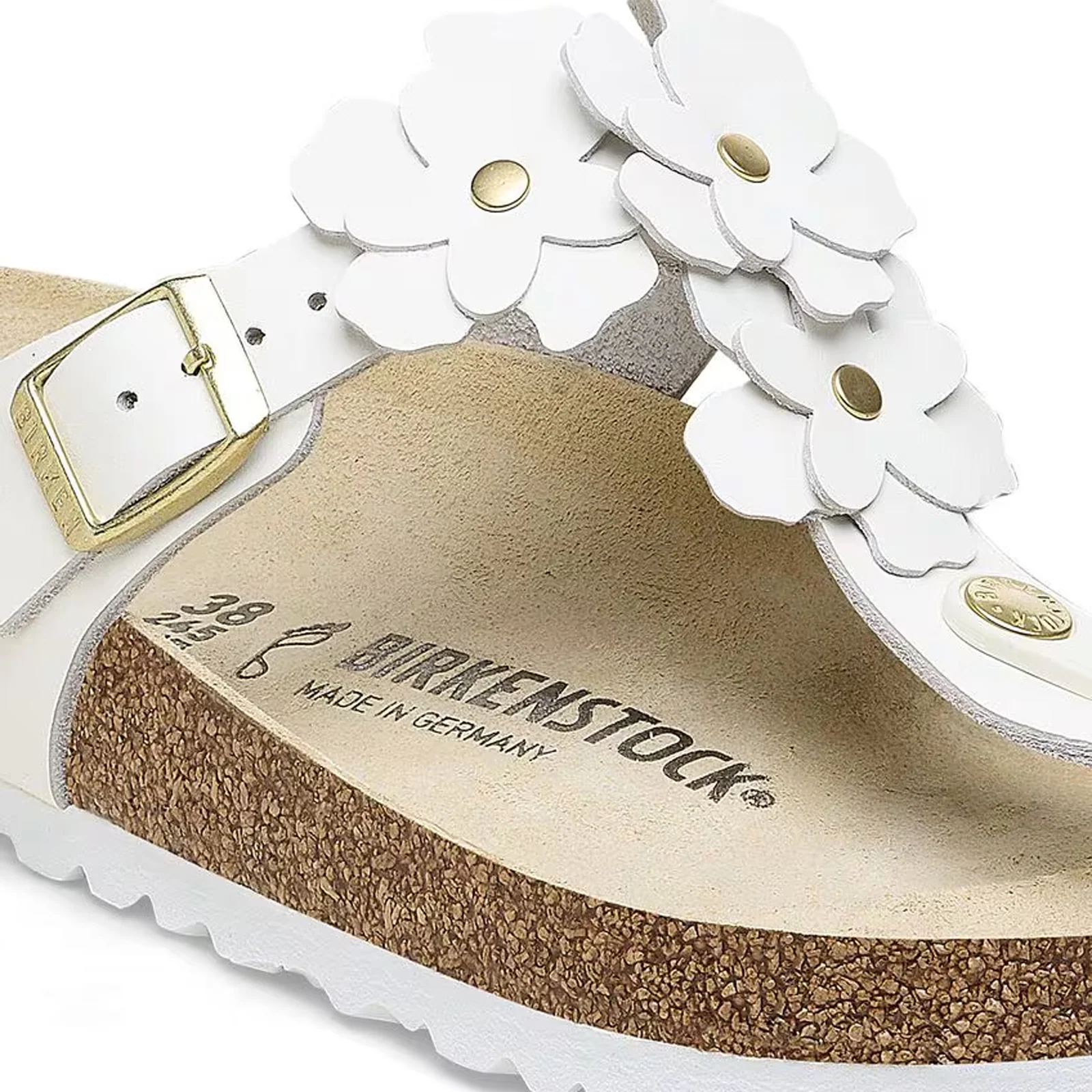 Birkenstock Gizeh Flowers Sandal (Women) - White Leather - Image 5