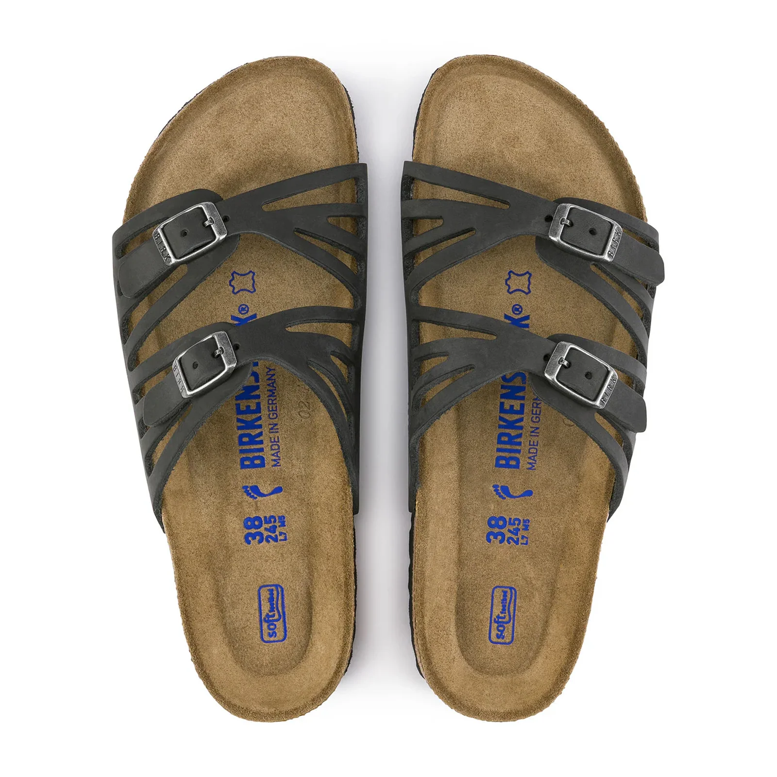 Birkenstock Granada Soft Footbed Slide Sandal (Women) - Black Oiled Leather - Image 2