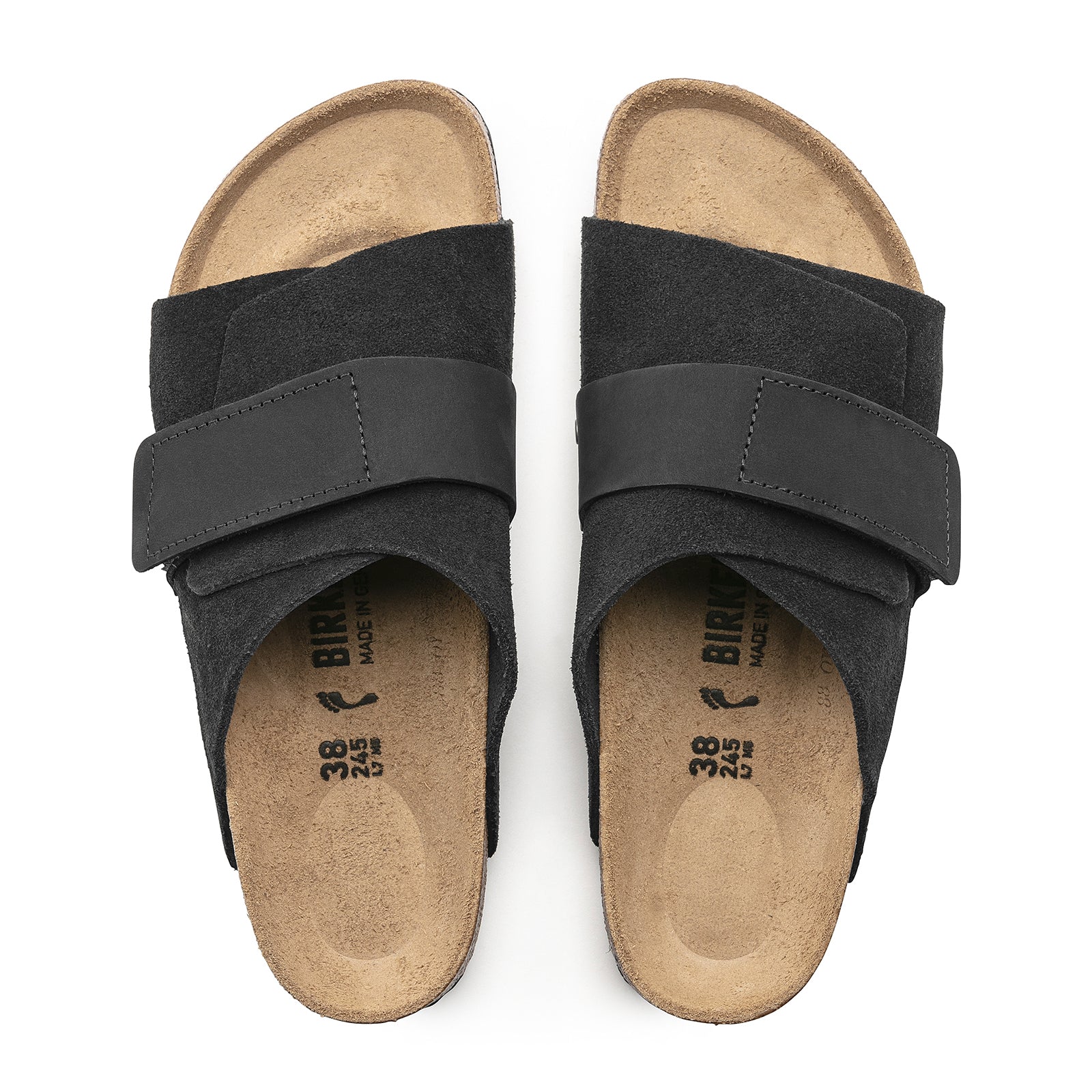 Birkenstock Kyoto Slide Sandal (Men) - Black Suede/Black Nubuck - Image 2