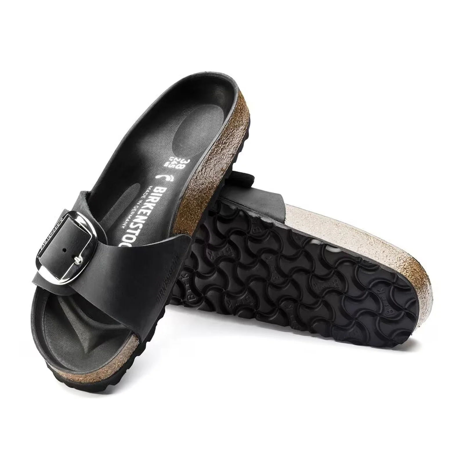 Birkenstock Madrid Big Buckle Narrow Slide Sandal (Women) - Black Leather - Image 3