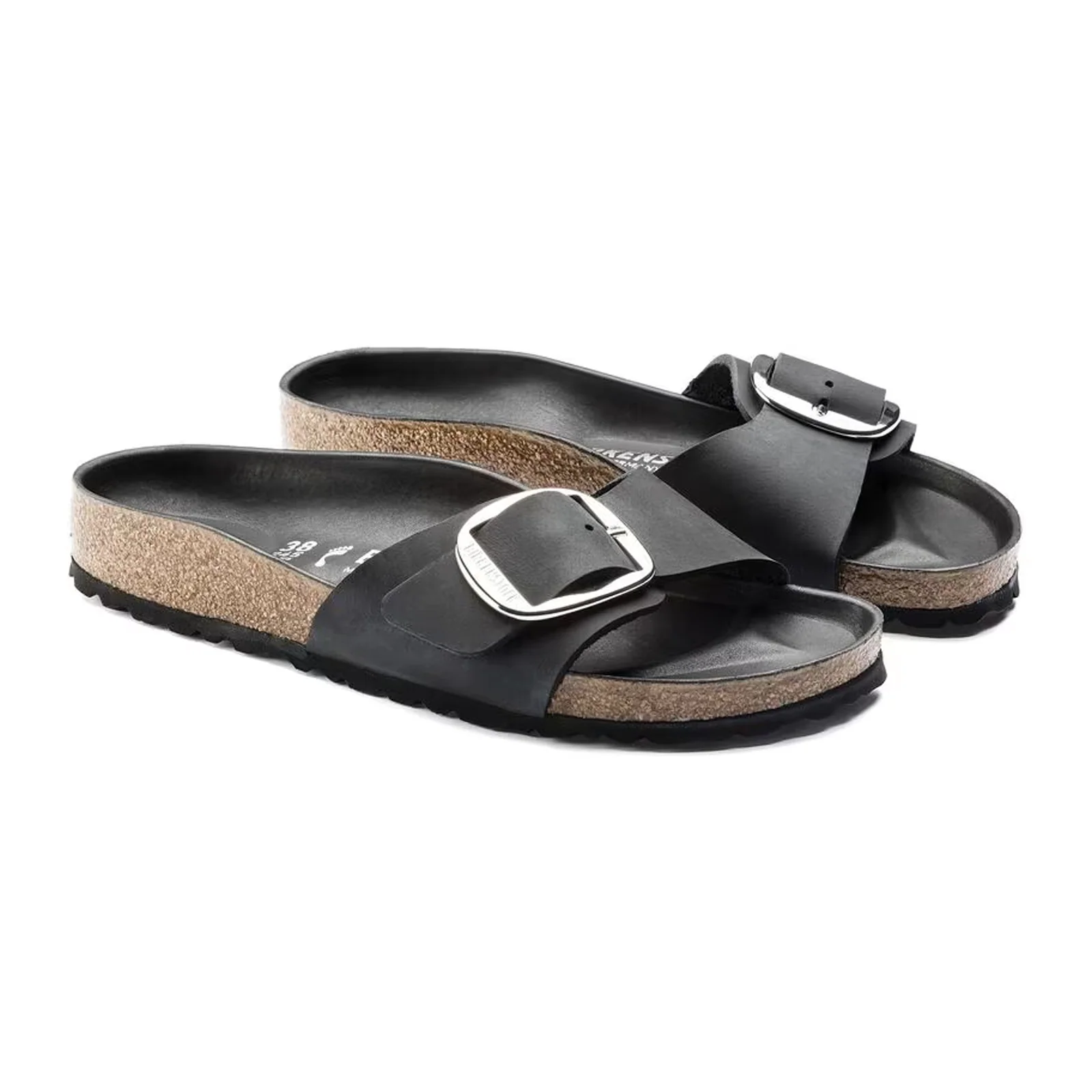 Birkenstock Madrid Big Buckle Narrow Slide Sandal (Women) - Black Leather - Image 4