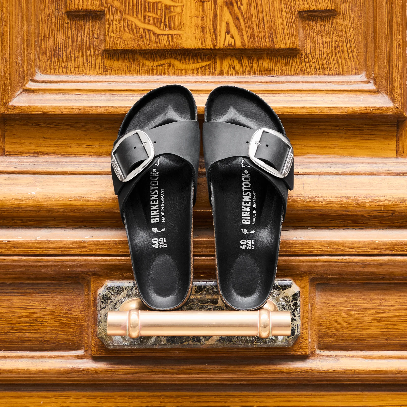 Birkenstock Madrid Big Buckle Narrow Slide Sandal (Women) - Black Leather - Image 8
