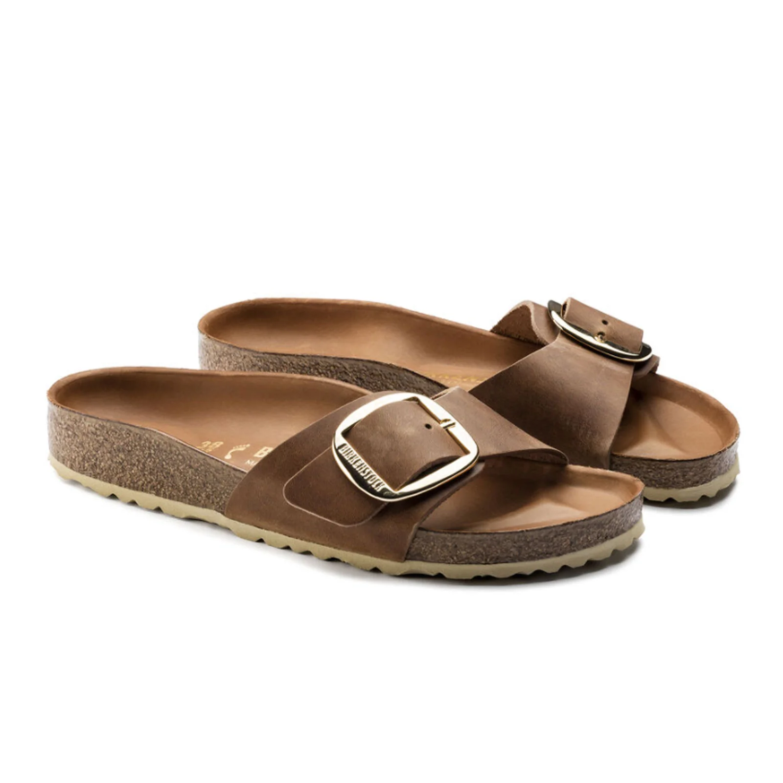 Birkenstock Madrid Big Buckle Narrow Slide Sandal (Women) - Cognac Leather - Image 4