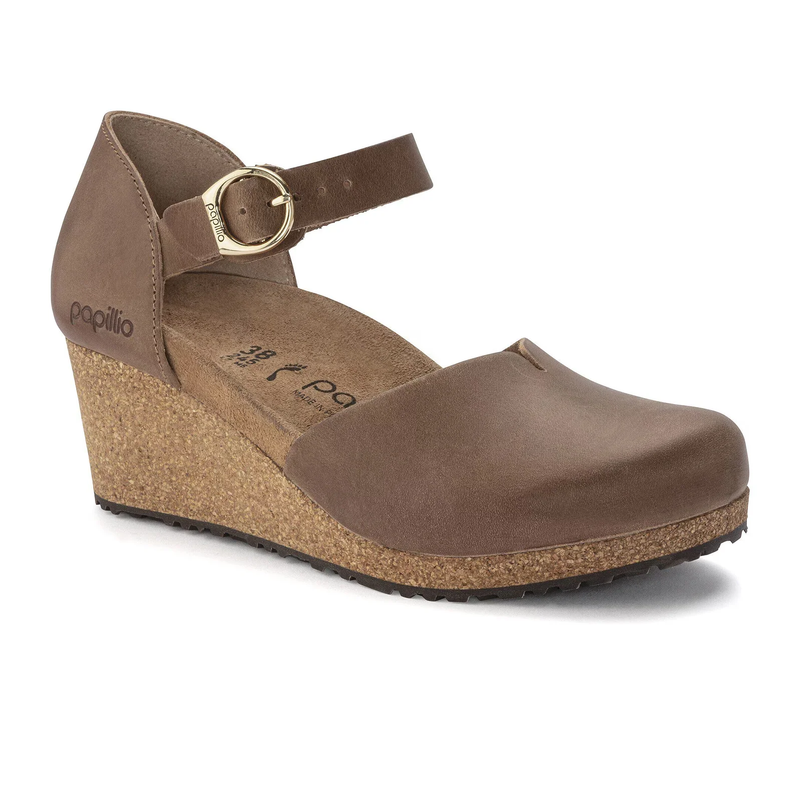 Birkenstock Mary Ring-Buckle Narrow Wedge Sandal (Women) - Cognac Oiled Leather