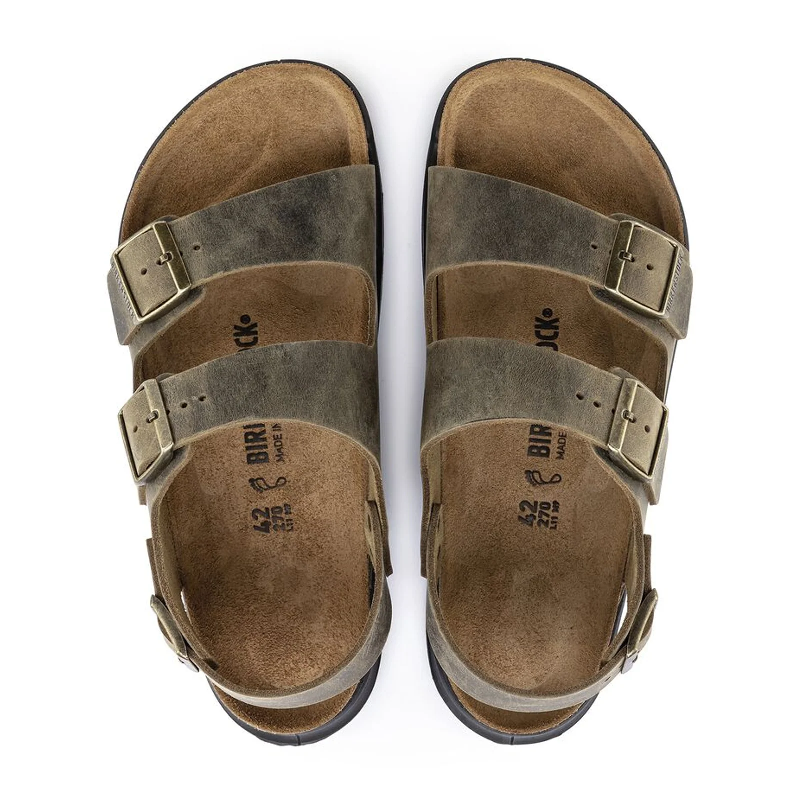 Birkenstock Milano Rugged Backstrap Sandal (Men) - Faded Khaki Oiled Leather - Image 2