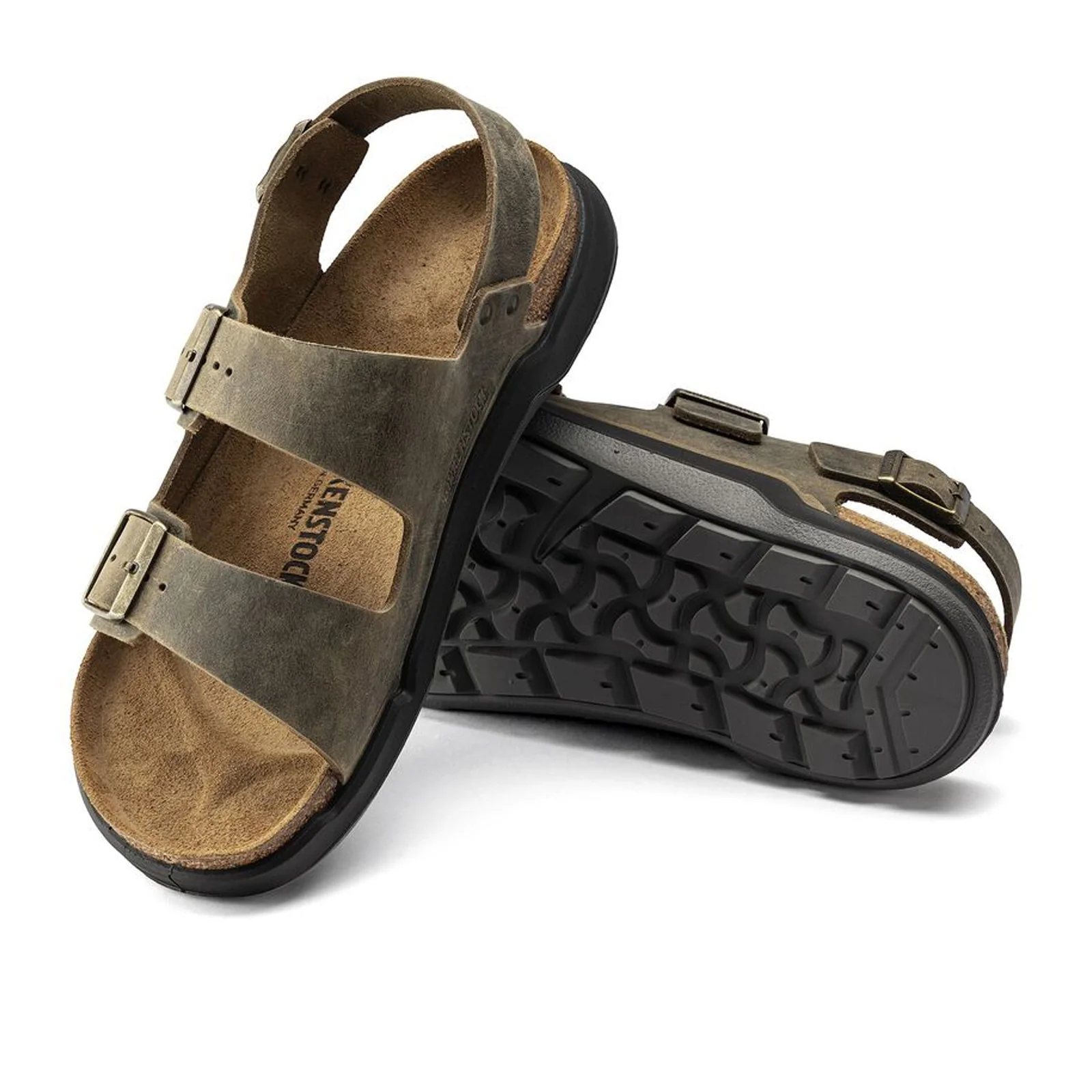 Birkenstock Milano Rugged Backstrap Sandal (Men) - Faded Khaki Oiled Leather - Image 3