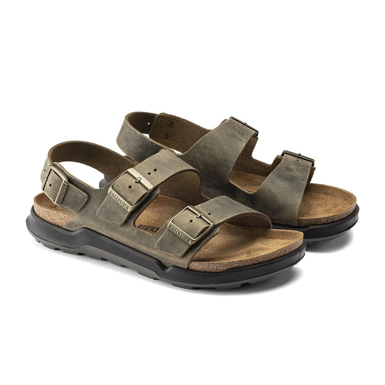 Birkenstock Milano Rugged Backstrap Sandal (Men) - Faded Khaki Oiled Leather - Image 4