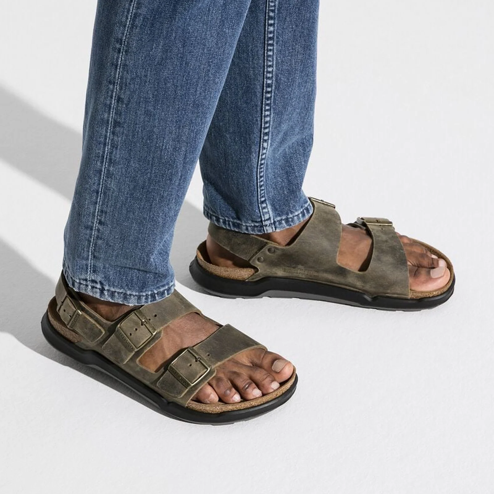 Birkenstock Milano Rugged Backstrap Sandal (Men) - Faded Khaki Oiled Leather - Image 7