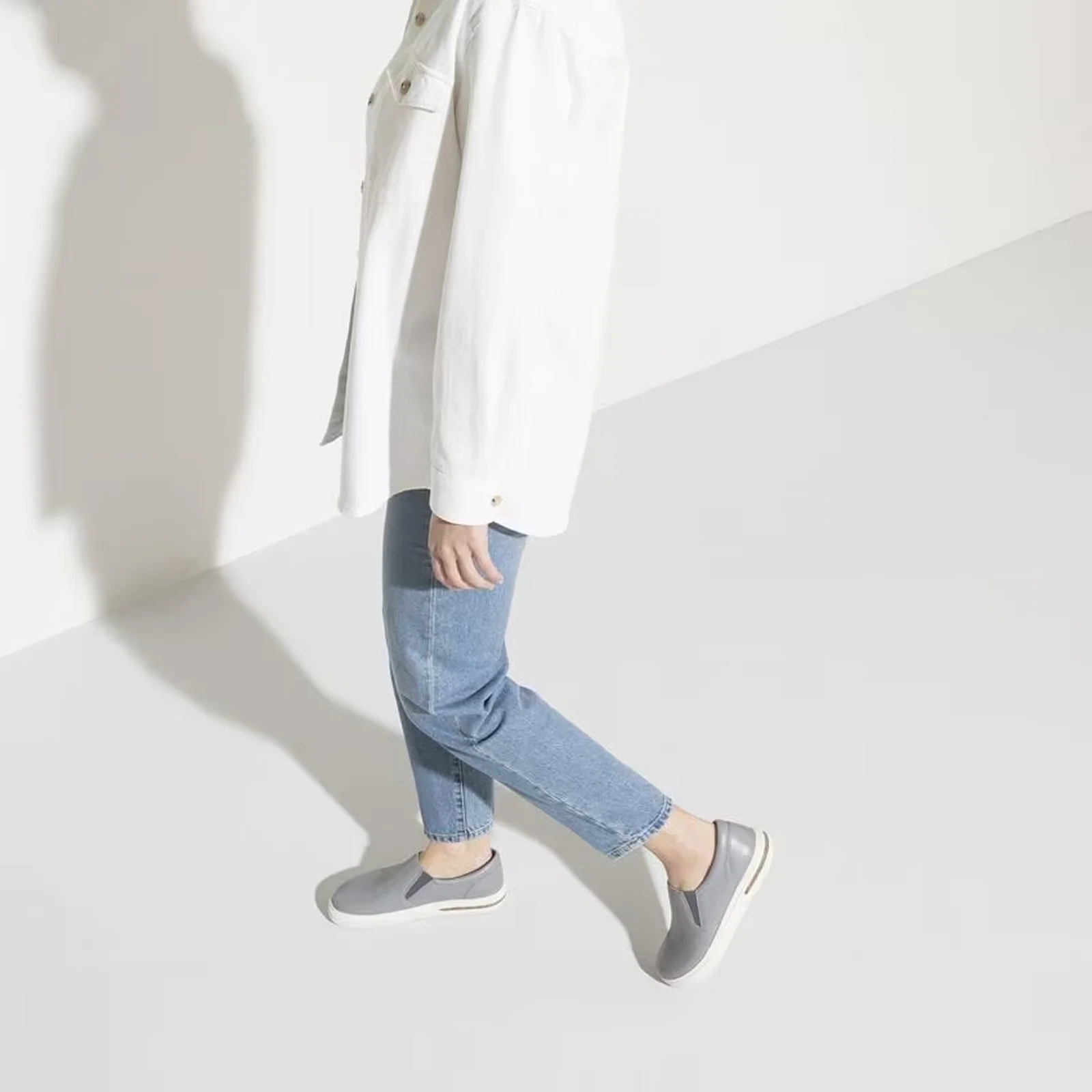 Birkenstock Oswego Narrow Slip On Sneaker (Women) - Gray Leather - Image 6