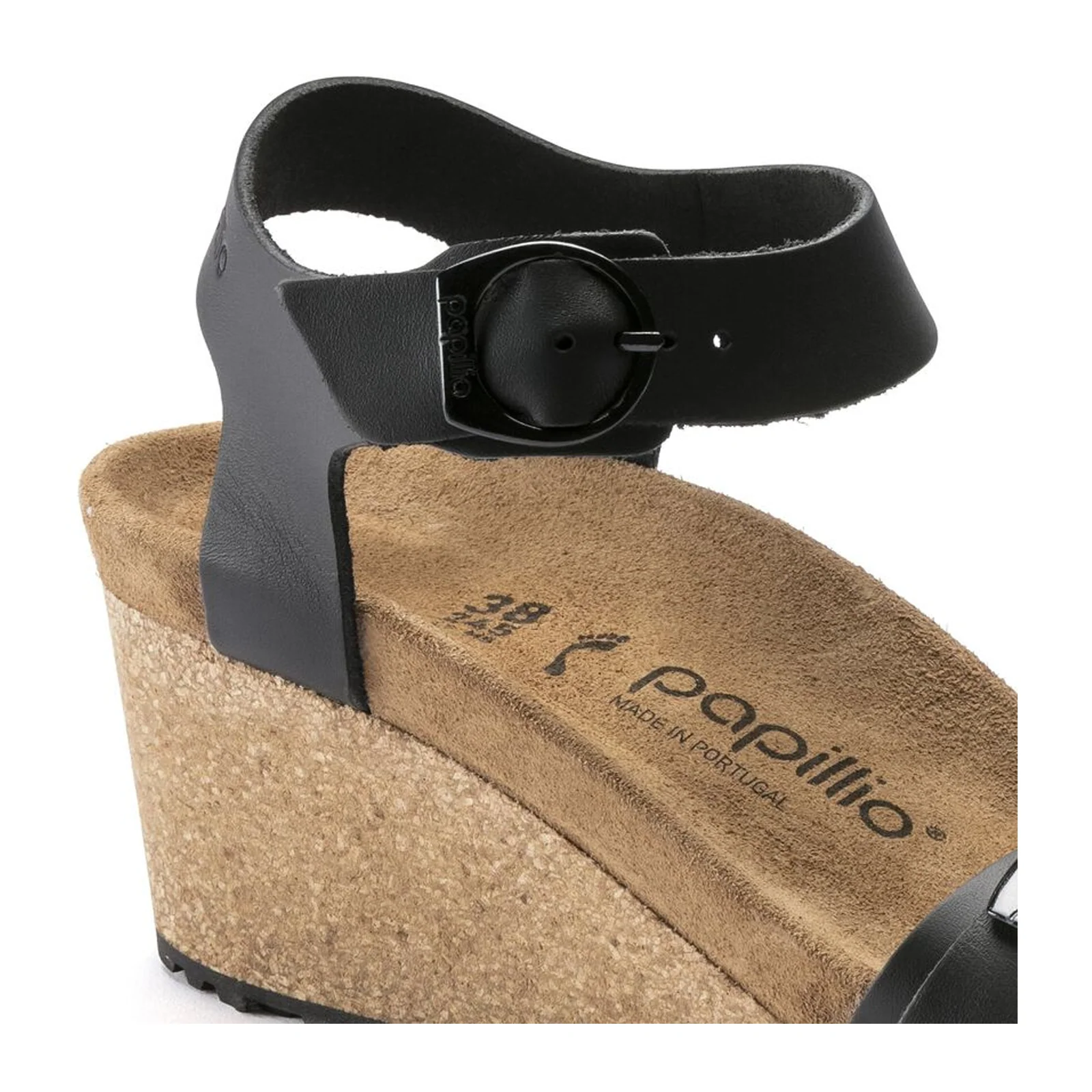 Birkenstock Soley Ring-Buckle Narrow Wedge Sandal (Women) - Black Leather - Image 5