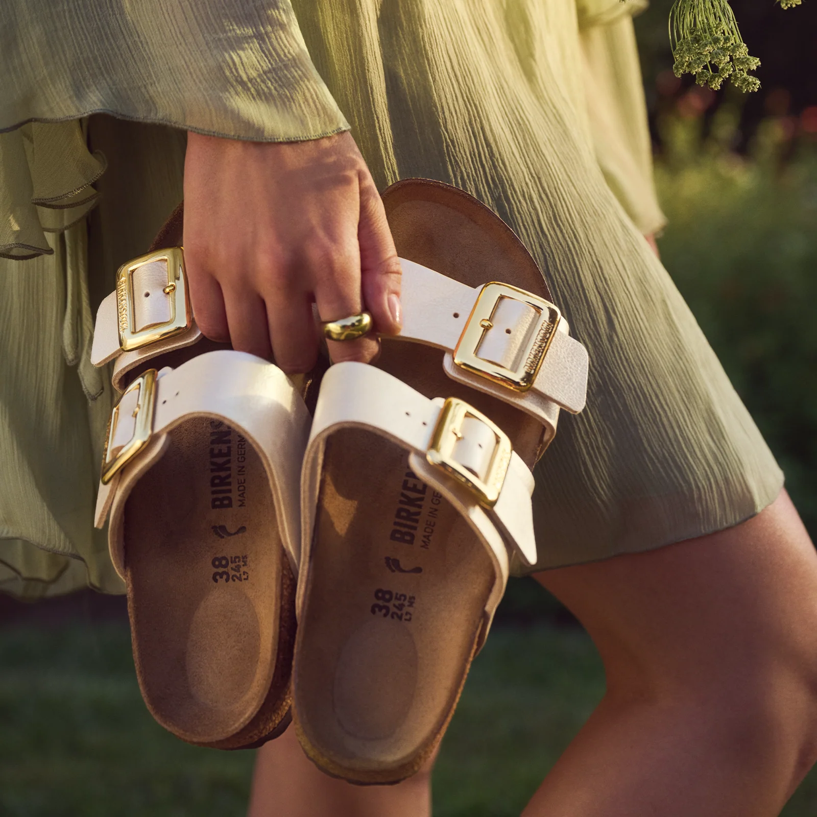 Birkenstock Sydney Luxe Buckle Narrow Slide Sandal (Women) - Graceful Pearl White Birko-Flor - Image 8