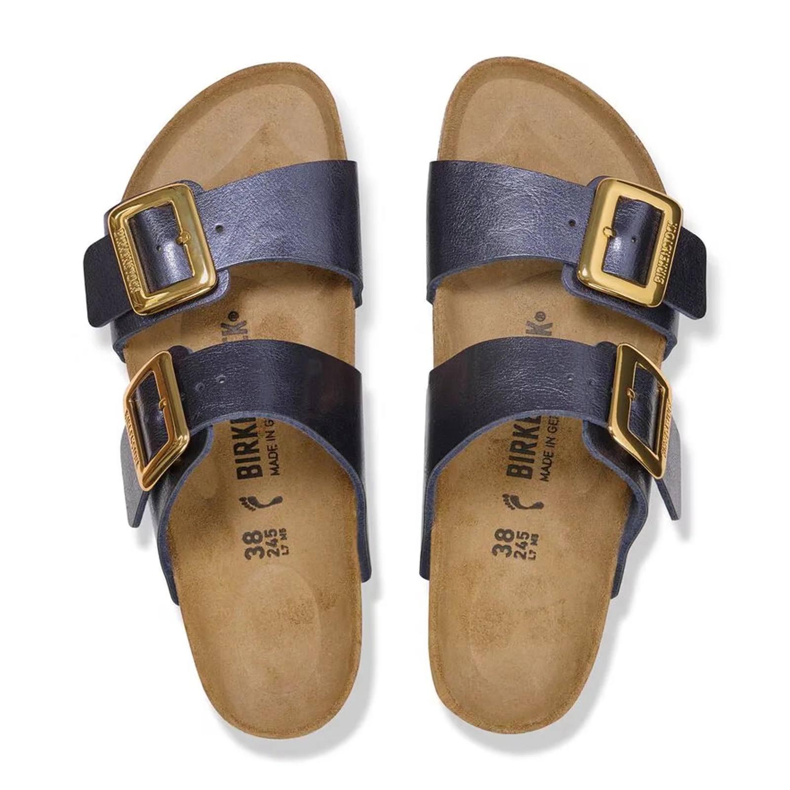 Birkenstock Sydney Luxe Buckle Narrow Slide Sandal (Women) - Graceful Midnight Birko-Flor - Image 2