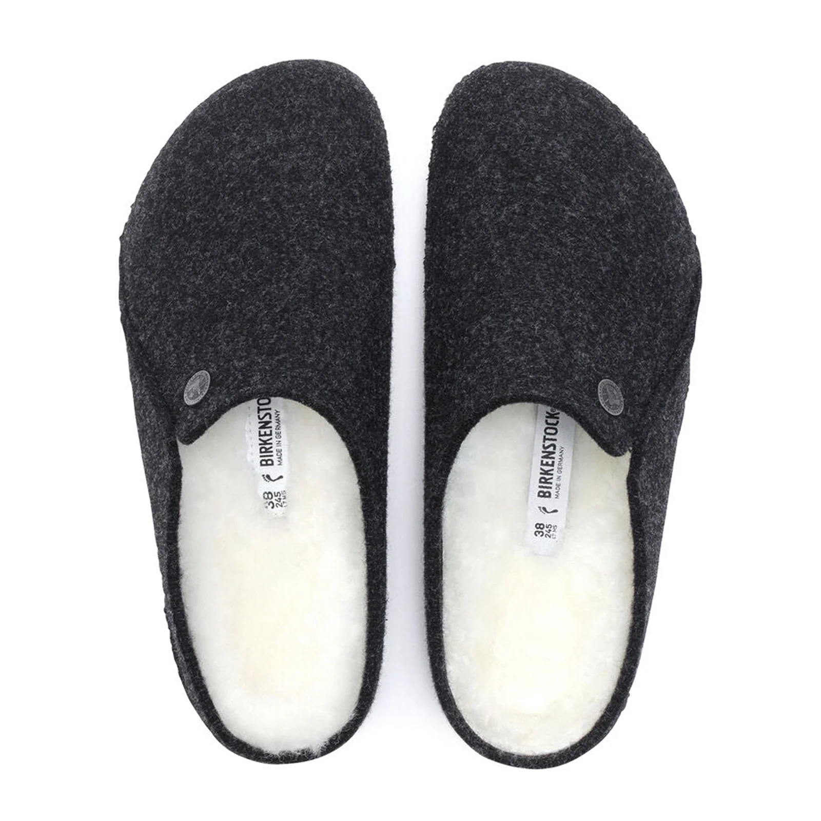 Birkenstock Zermatt Slipper (Unisex) - Anthracite Wool/Natural Shearling - Image 2