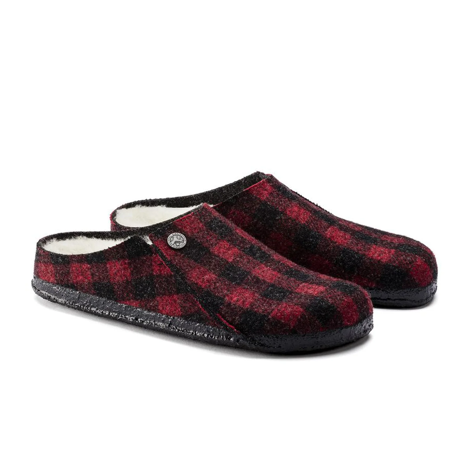 Birkenstock Zermatt Slipper (Women) - Red Plaid Wool/Natural Shearling - Image 4