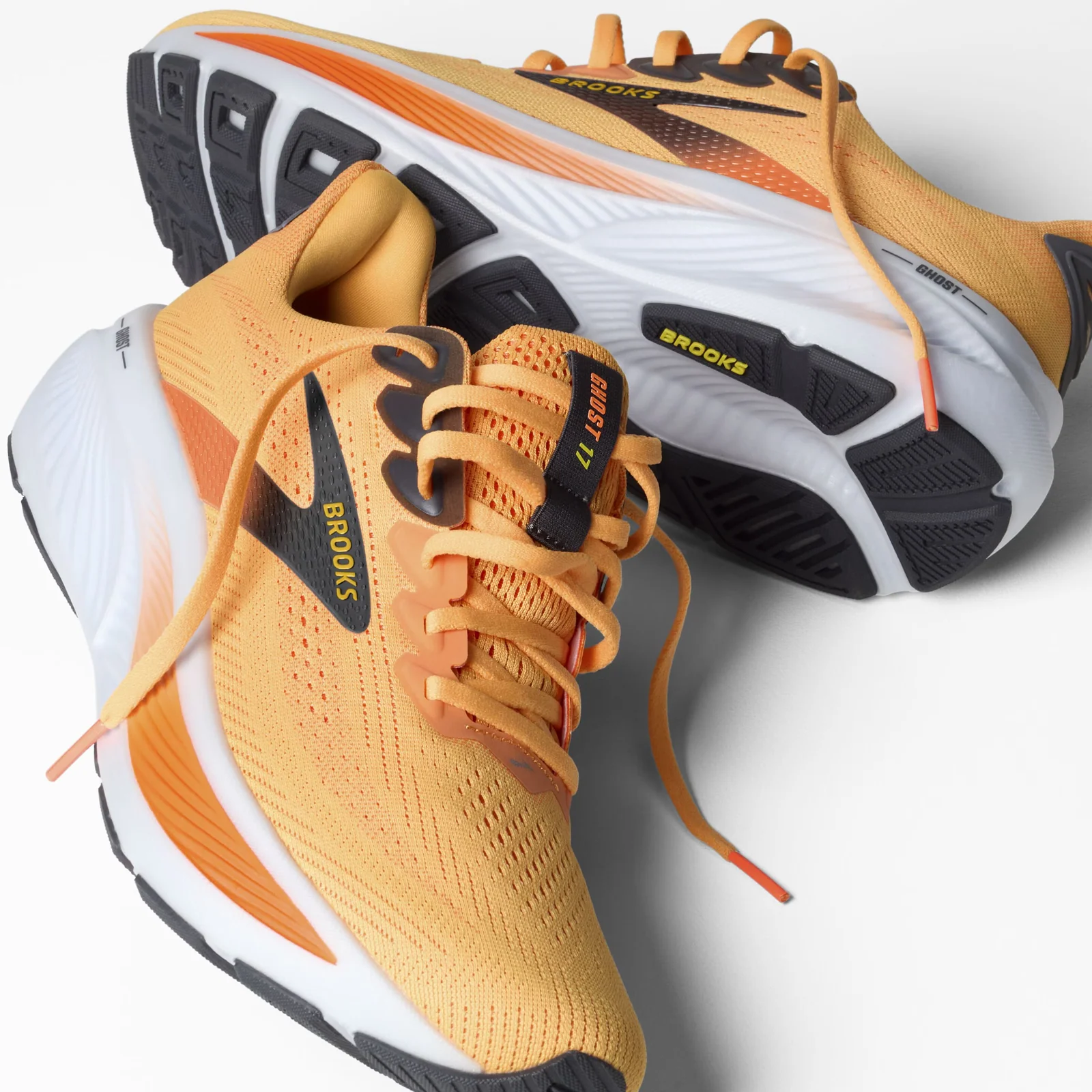 Brooks Ghost 17 Running Shoe (Men) - Blazing Orange/Yellow/Ebony - Image 7