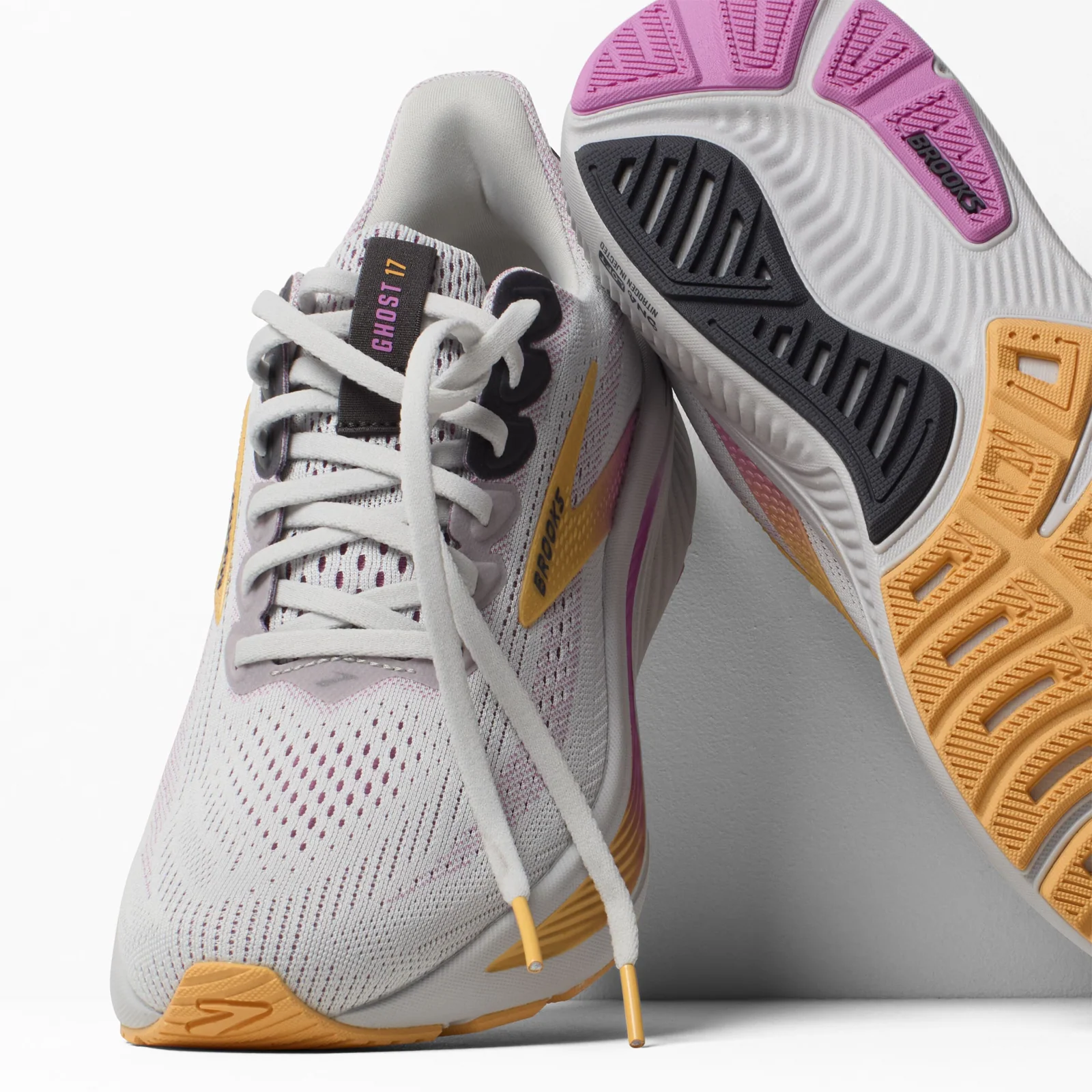 Brooks Ghost 17 Running Shoe (Women) - Oyster/Apricot/Pink - Image 5