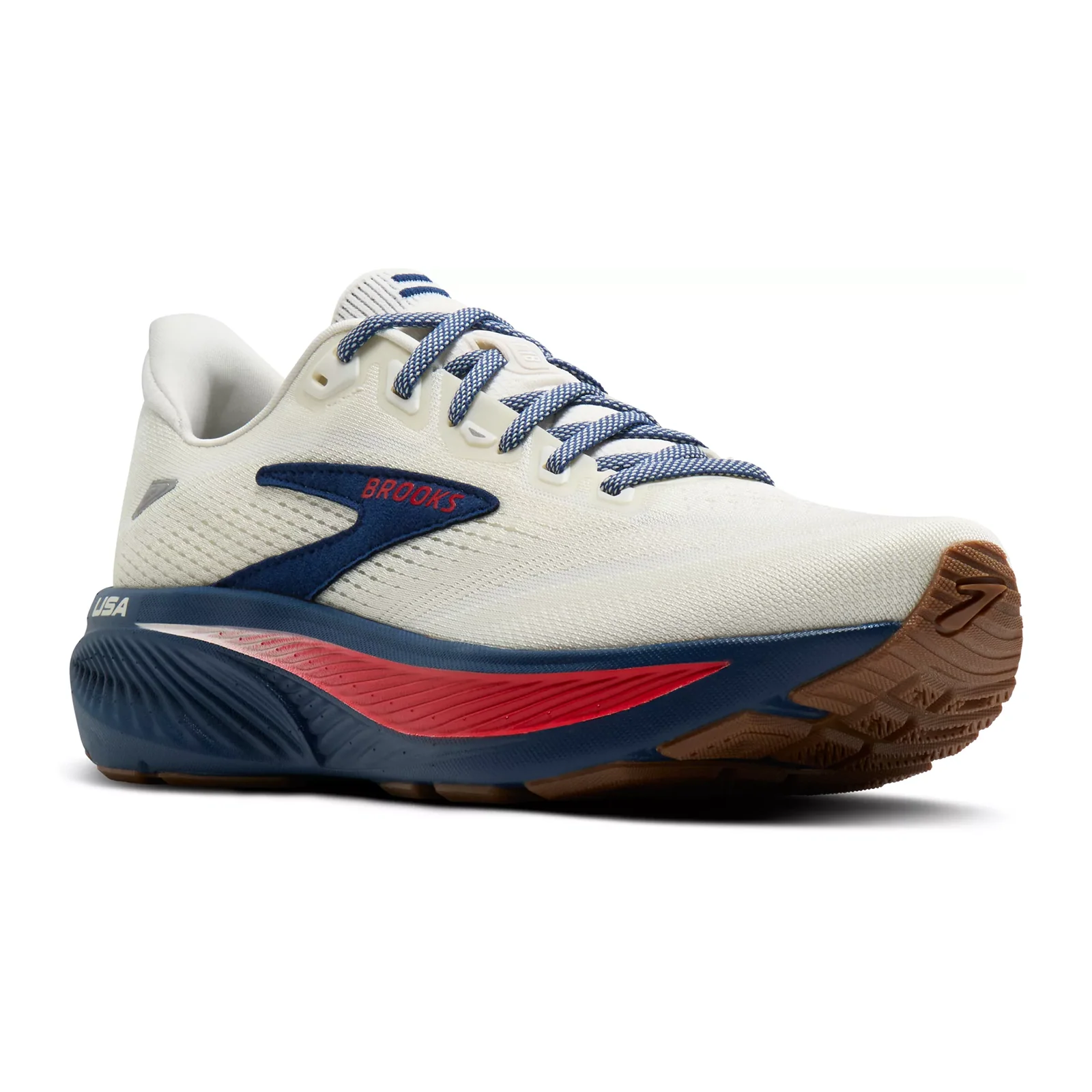 Brooks Ghost 18 Running Shoe (Men) - Coconut/Red/Blue - Image 3