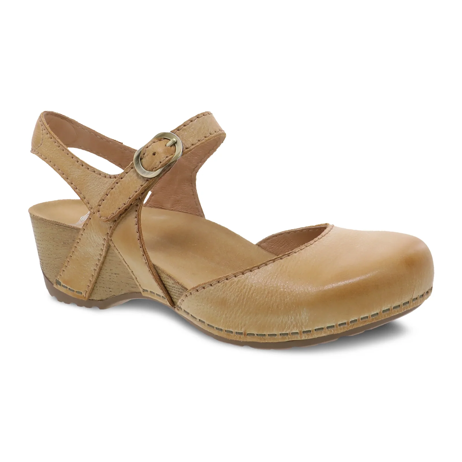 Dansko Tiffani Wedge Sandal (Women) - Tan Milled Burnished - Image 3